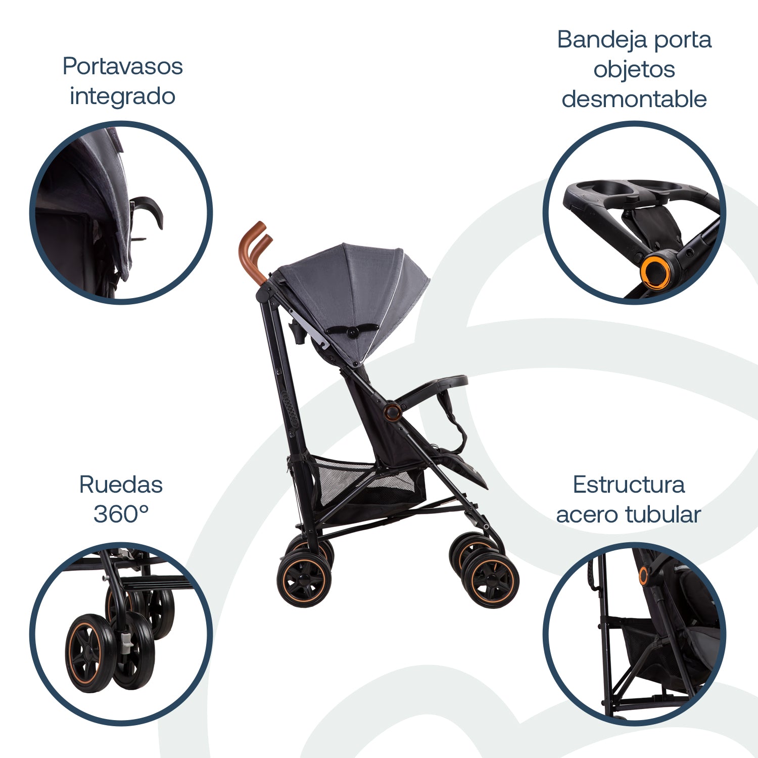 Coche Paragua Magic Ride Fiesta Gris Bebesit