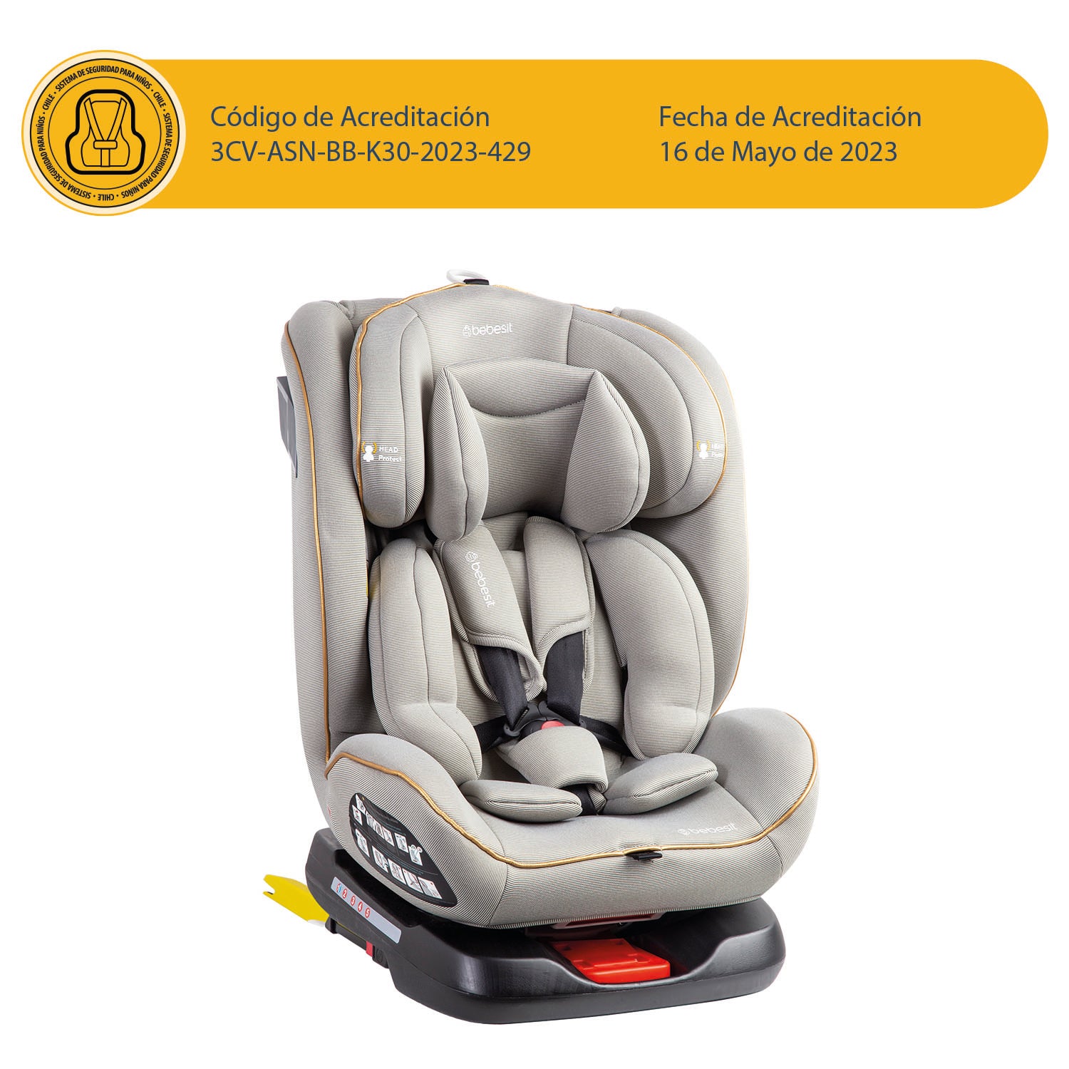 Silla de Auto Convertible 360° Isofix Supra Gris claro