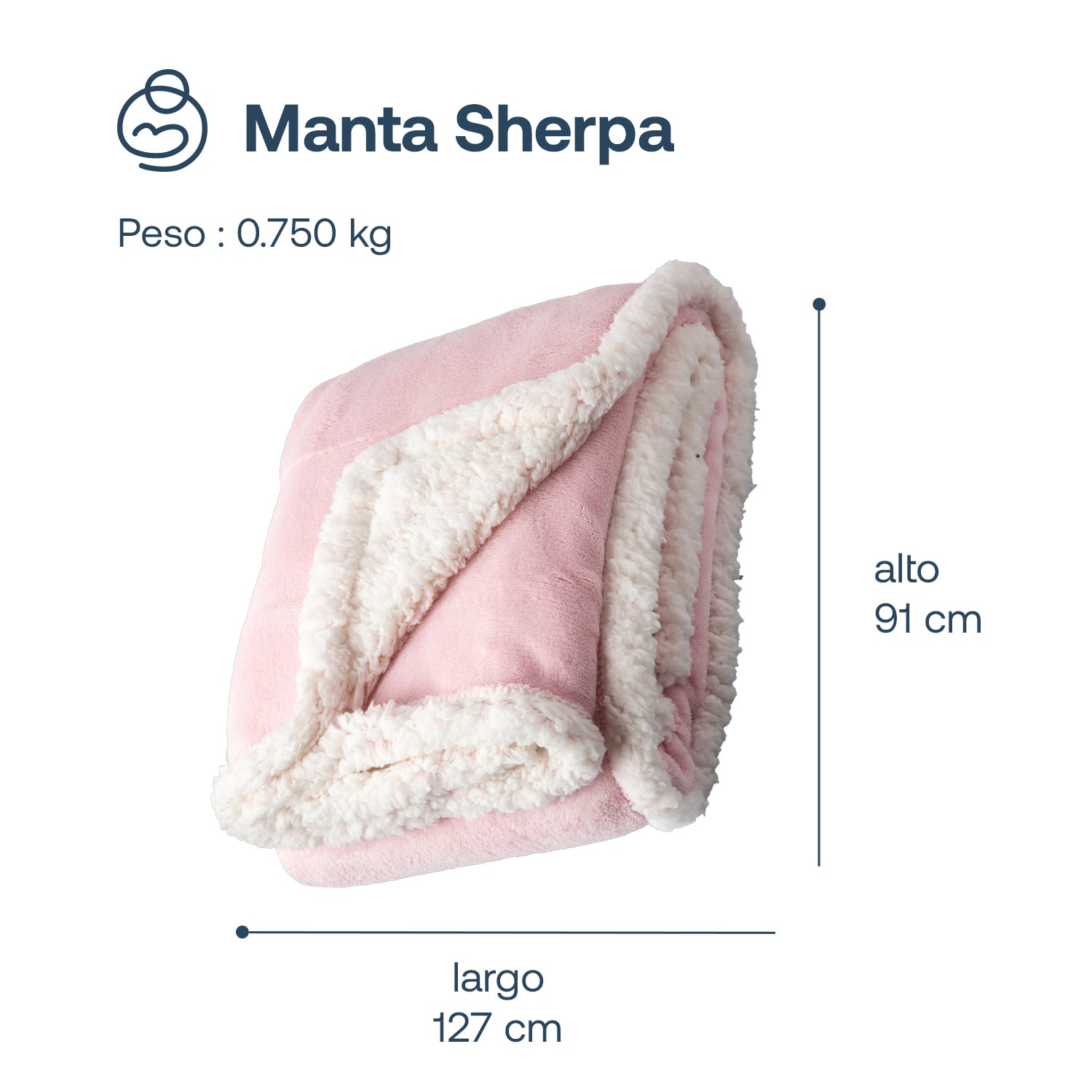 Manta Sherpa de polar  - Rosa