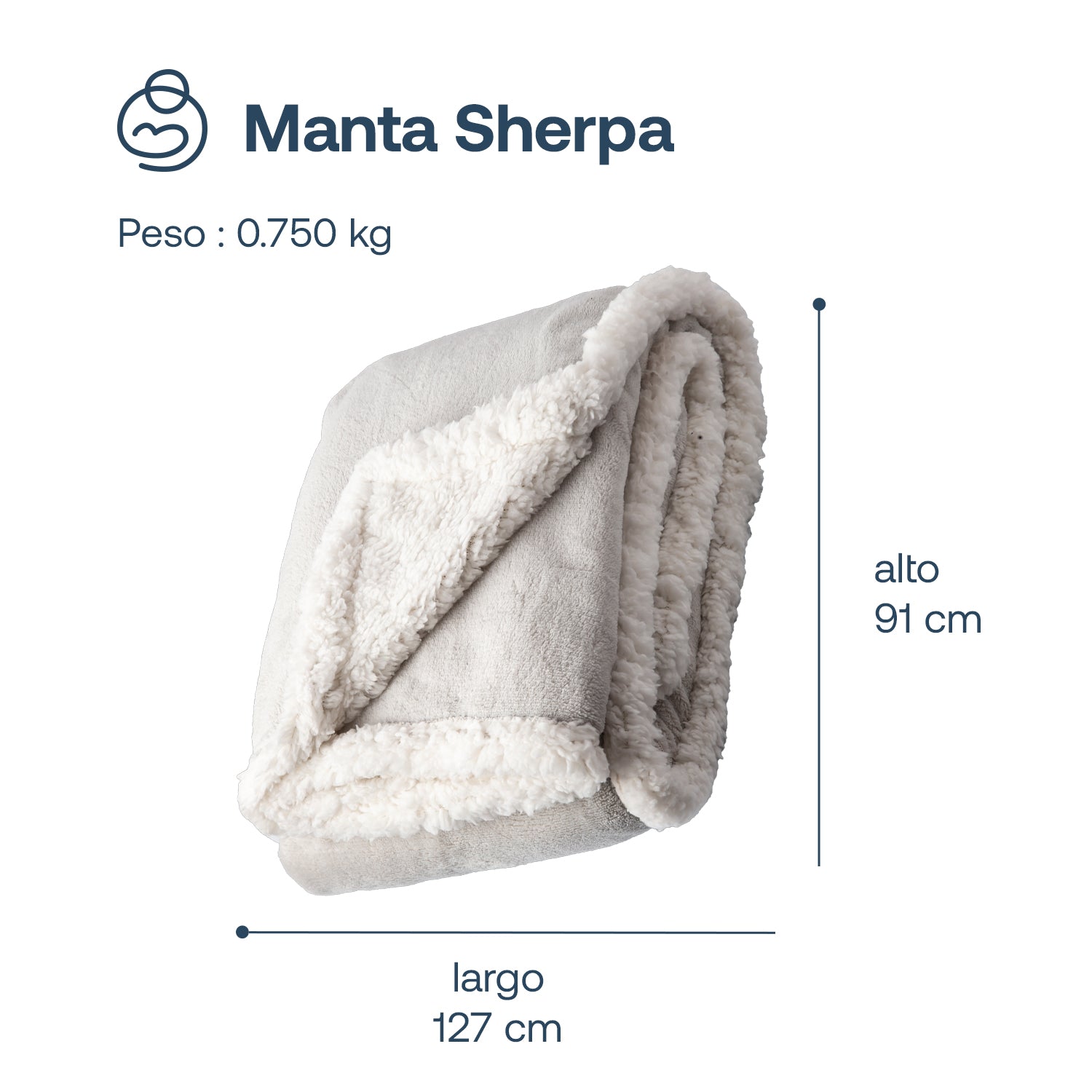 Manta Sherpa de polar  - Gris