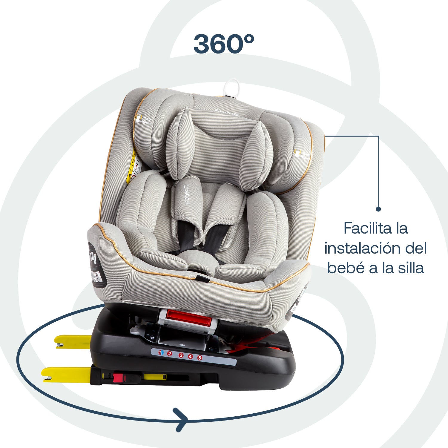 Silla de Auto Convertible 360° Isofix Supra Gris claro