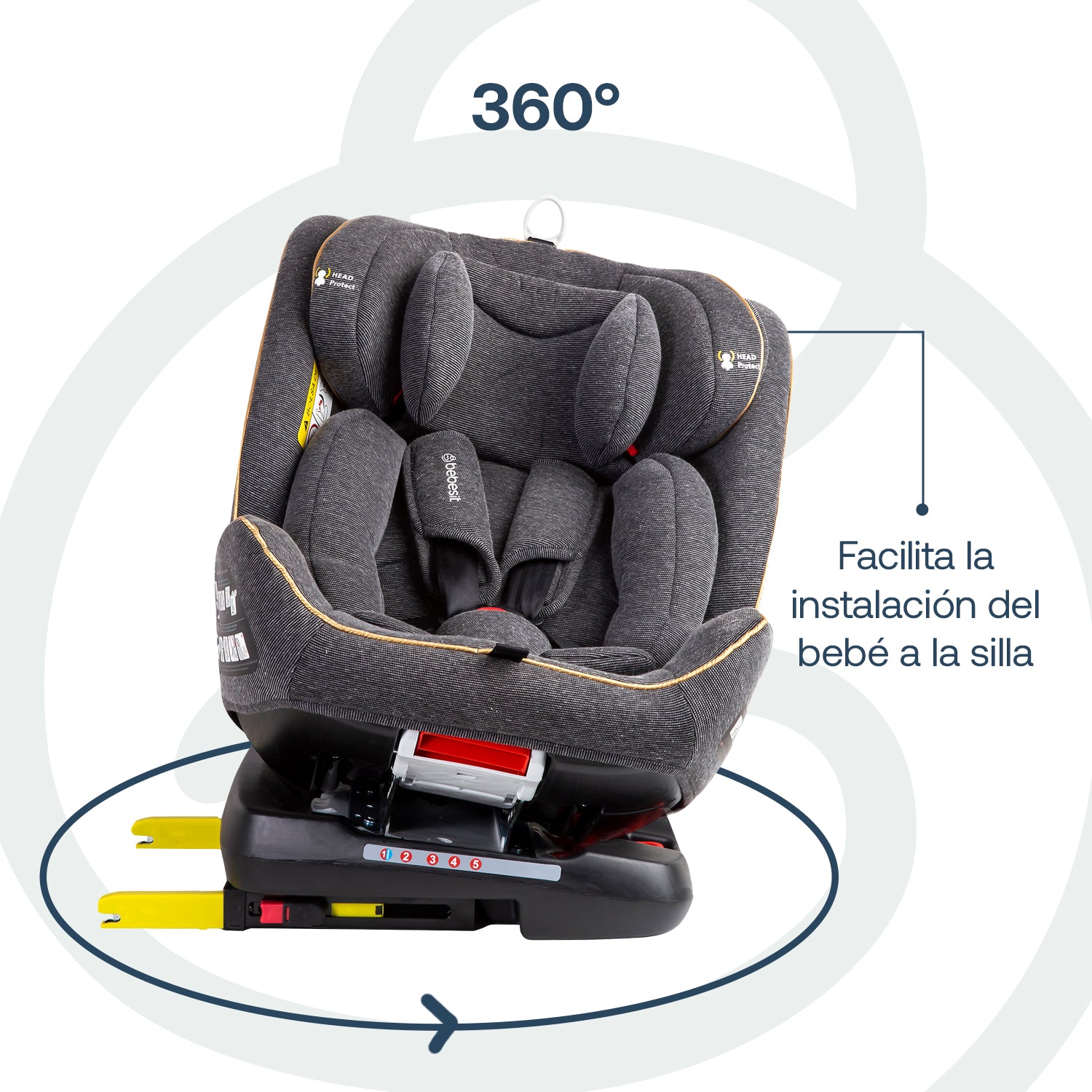 Silla de Auto Convertible 360° Isofix Supra Gris