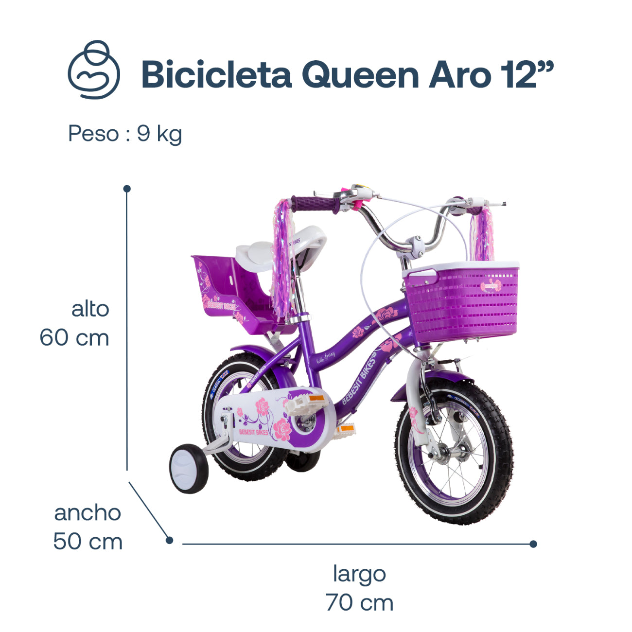 Bicicleta Infantil Queen Aro 12 Morada