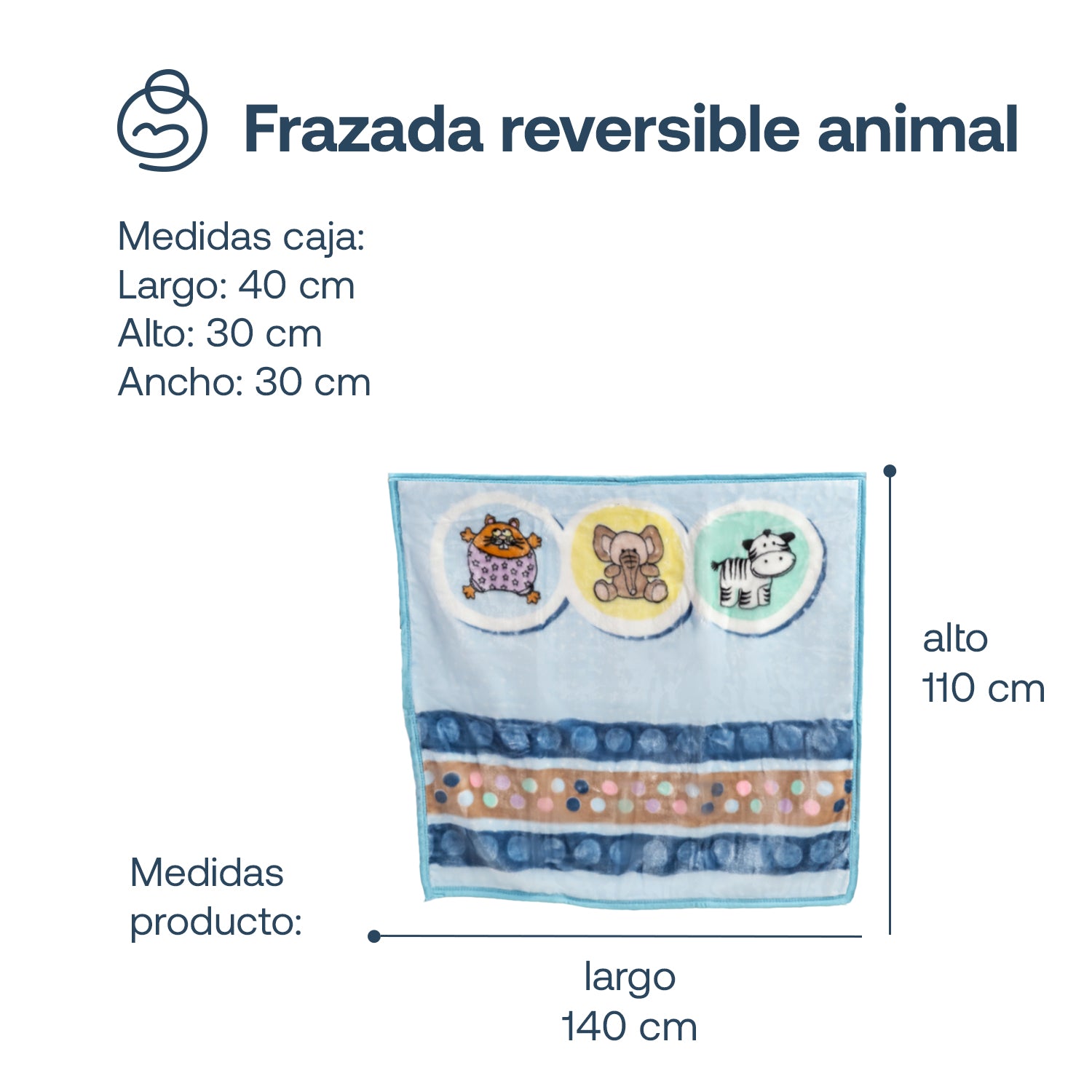 Frazada Reversible Animal Celeste Bebesit