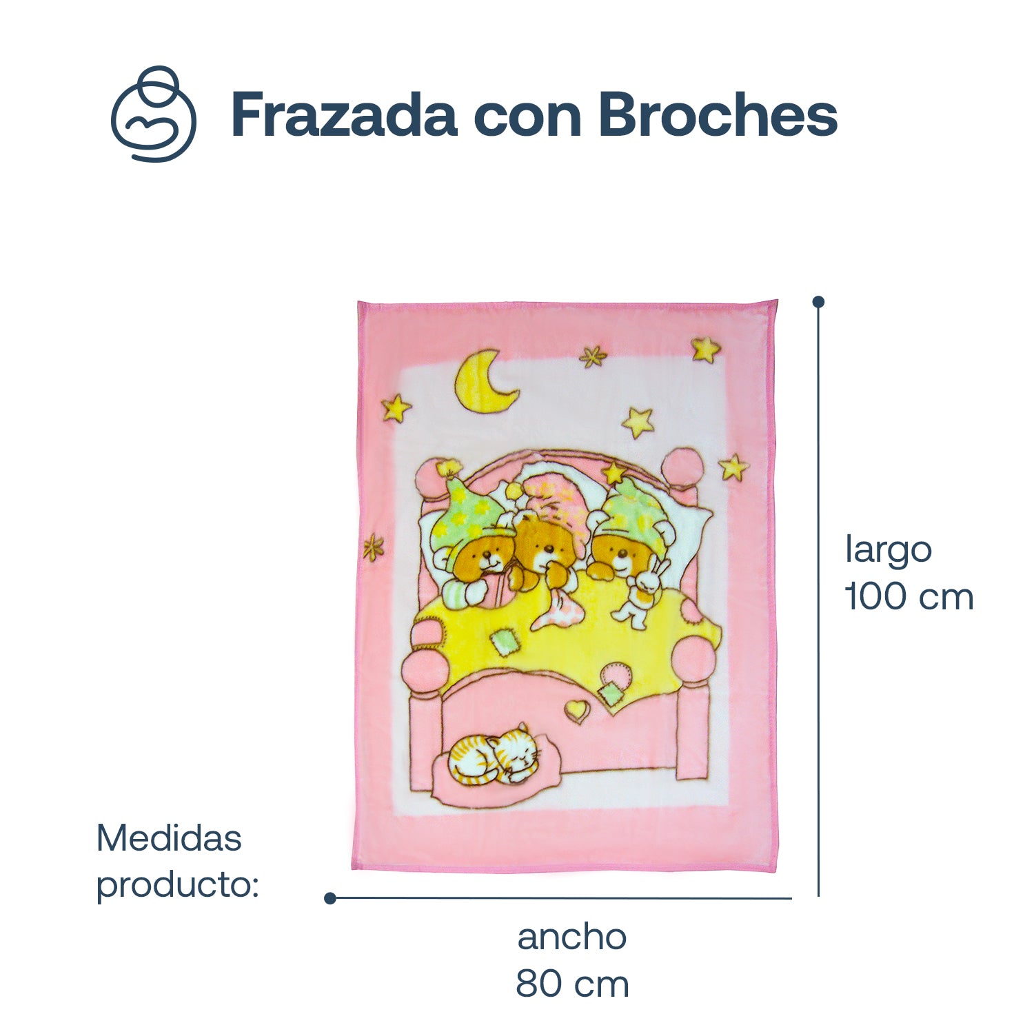 Frazada con Broches tres Osos Rosa