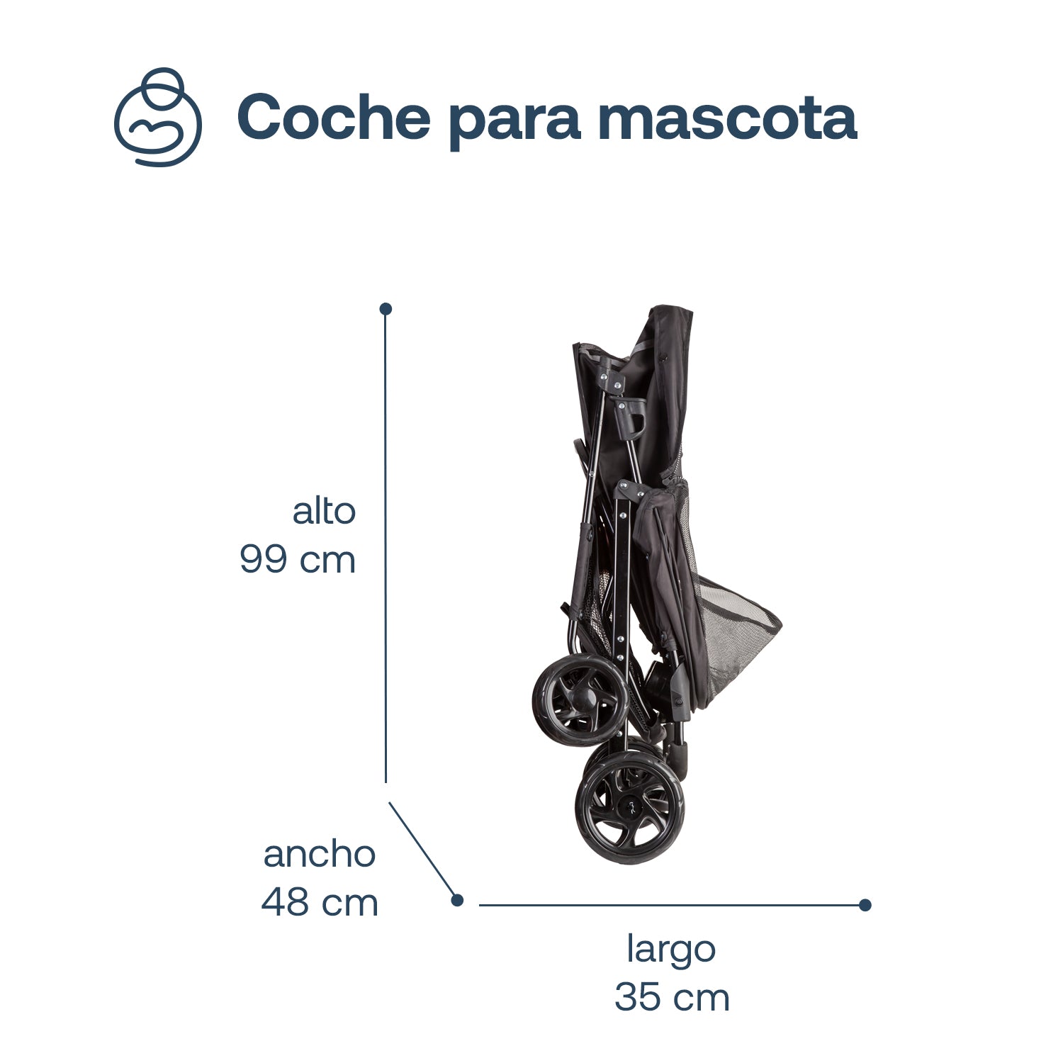 Coche Mascotas Plegable Pro Perro Gato Negro BeePet by Bebesit