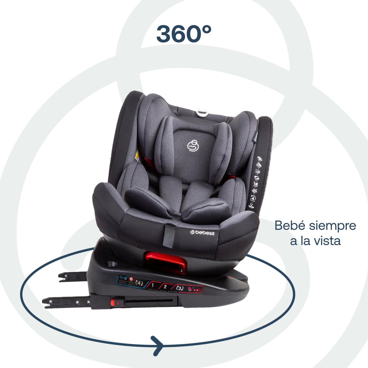 Silla de Auto Convertible 360° Isofix Saturn Gris