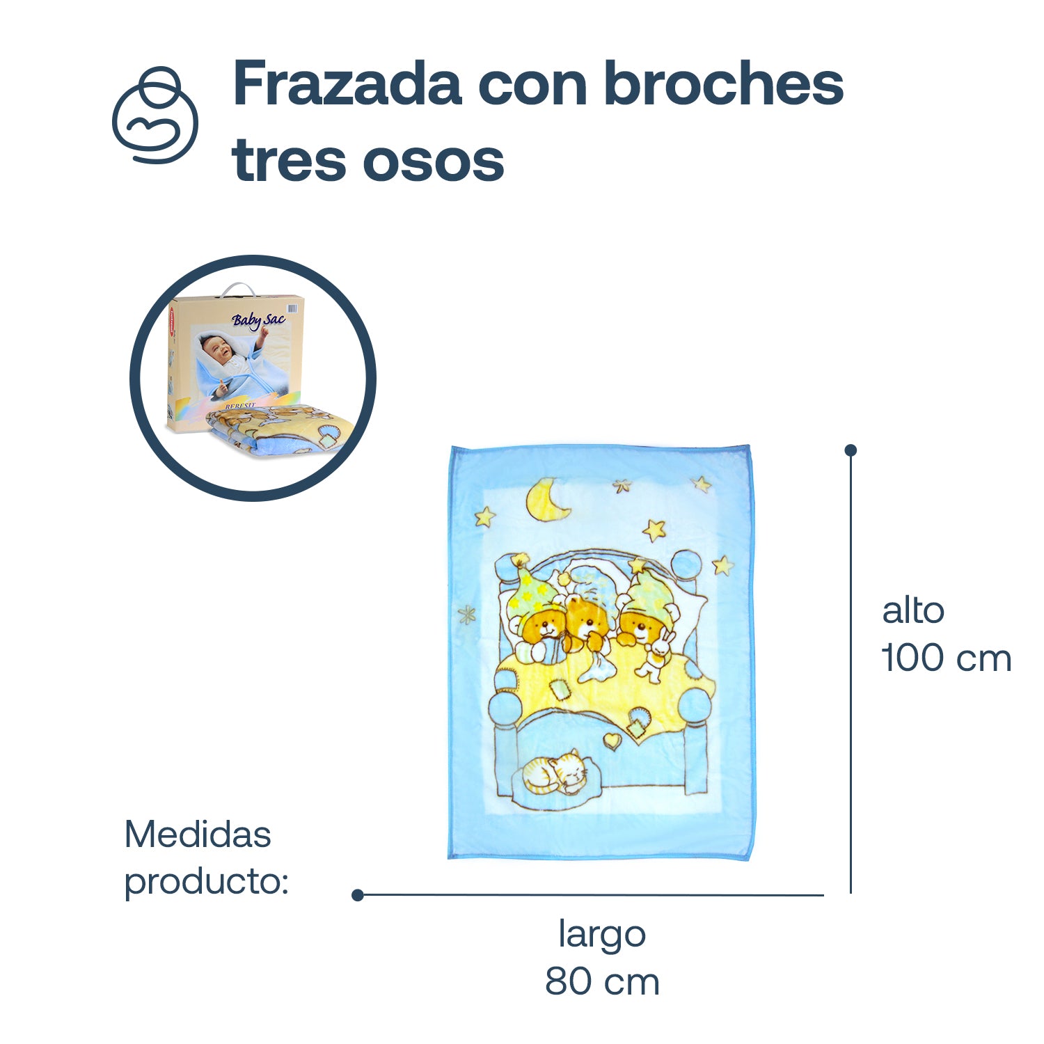 Frazada con Broches tres Osos Celeste