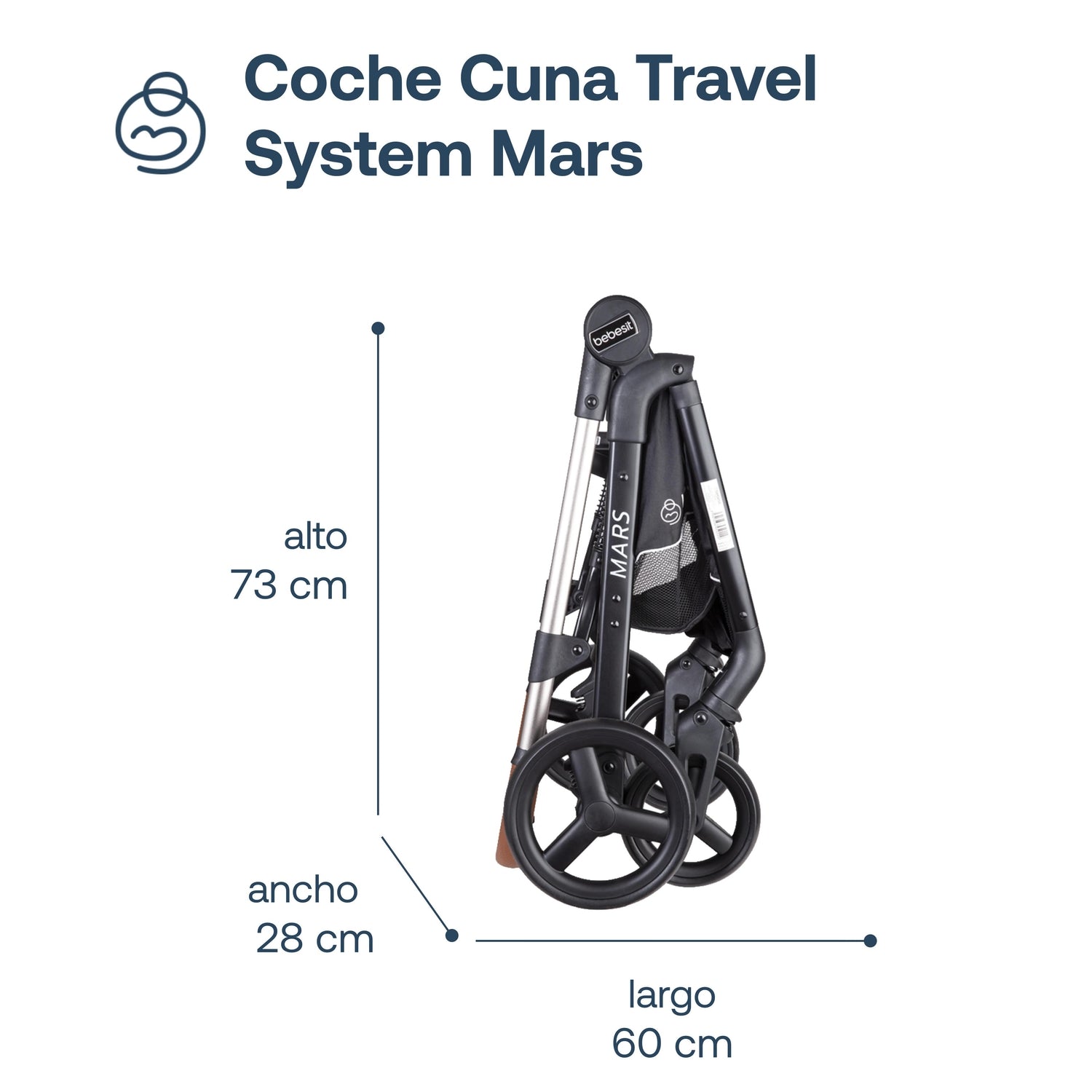 Coche Cuna travel system Mars LX Gris