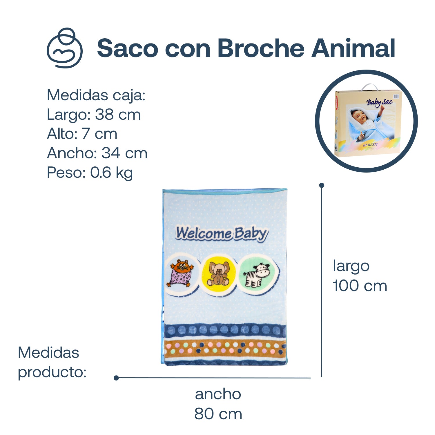 Saco con Broche Animal Celeste Bebesit