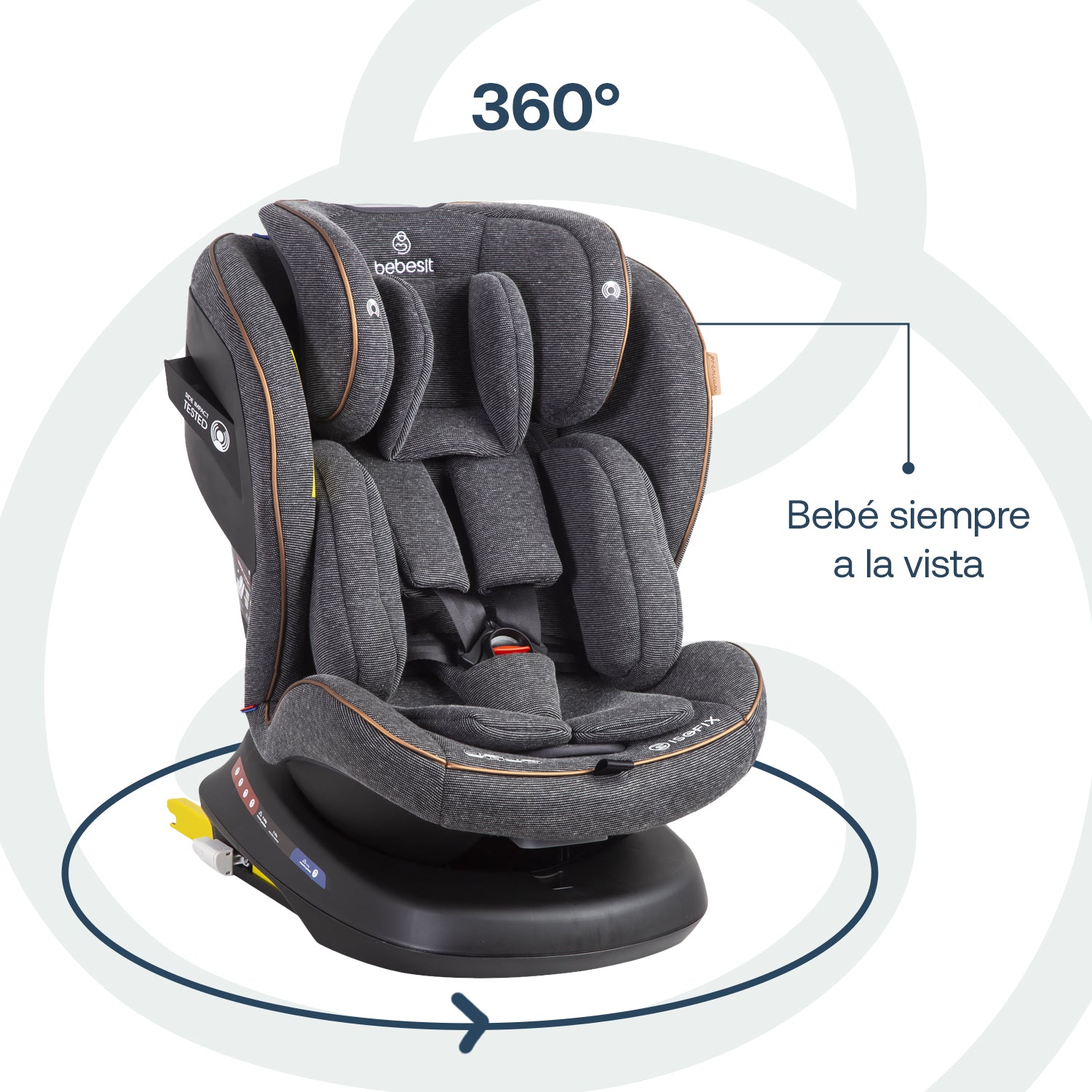 Silla de Auto Convertible Isofix Supra 360º Premium Gris