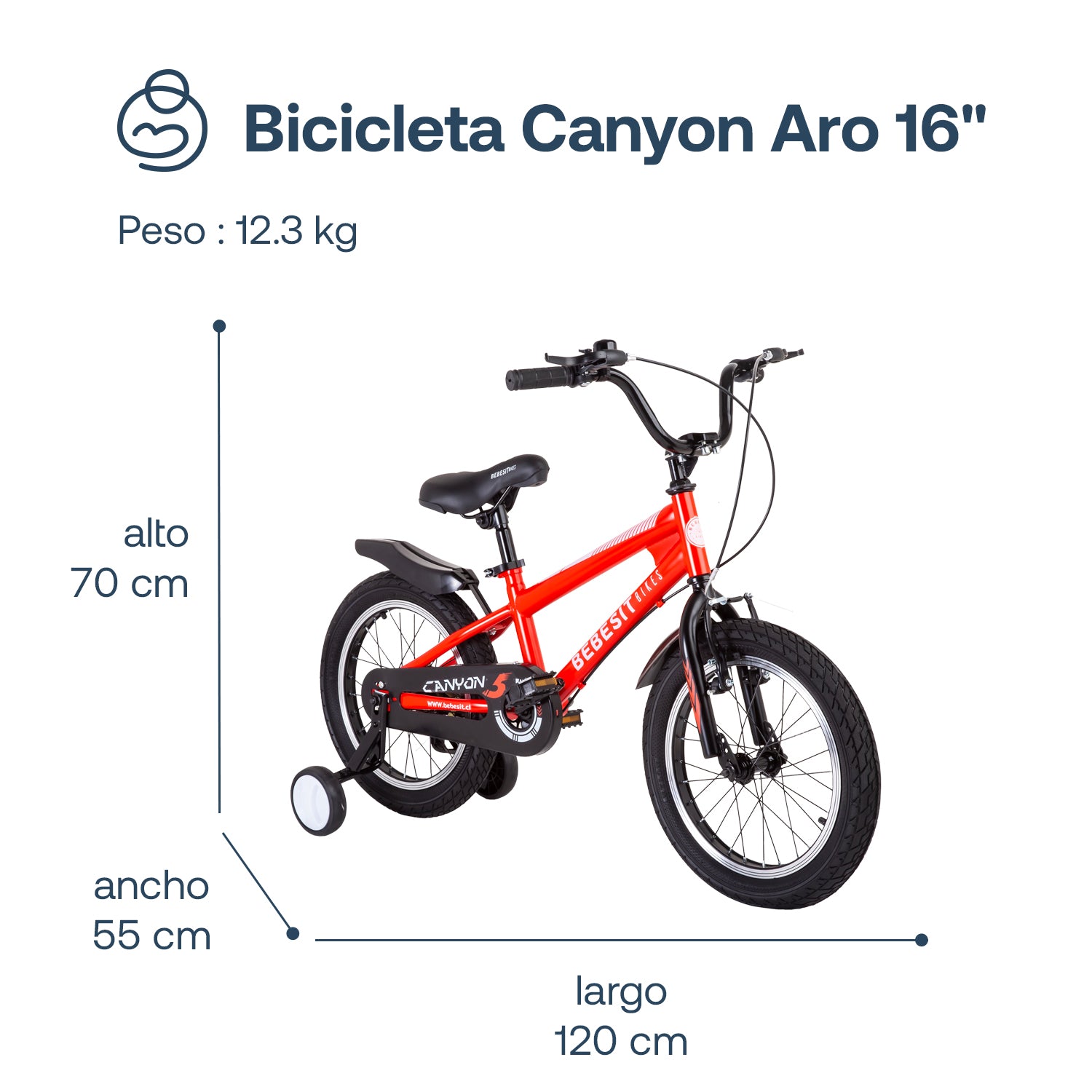 Bicicleta Infantil Canyon Aro 16 Rojo