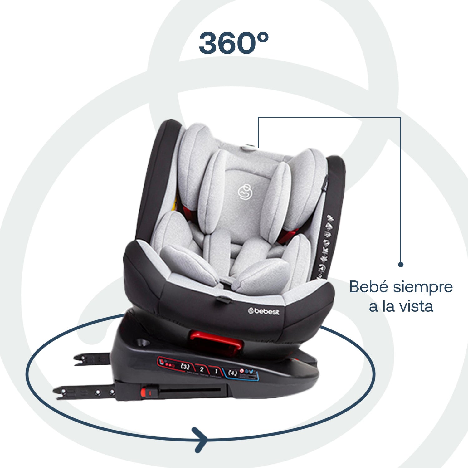 Silla de Auto Convertible 360° Isofix  Saturn Gris claro