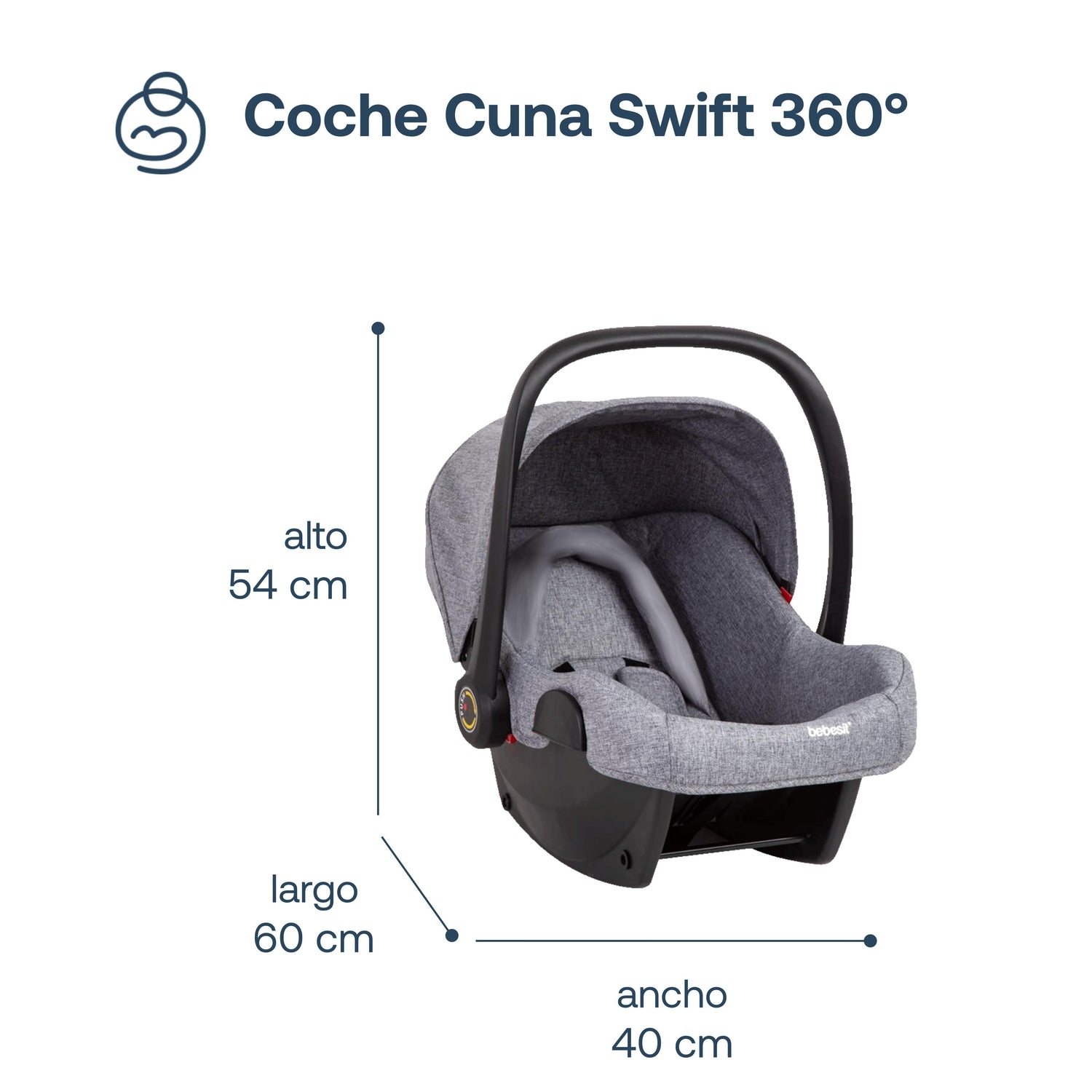 Coche Cuna travel system Swift 360 Gris