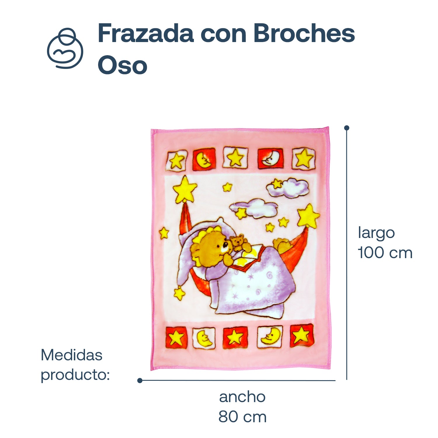 Frazada con Broches Oso Rosa