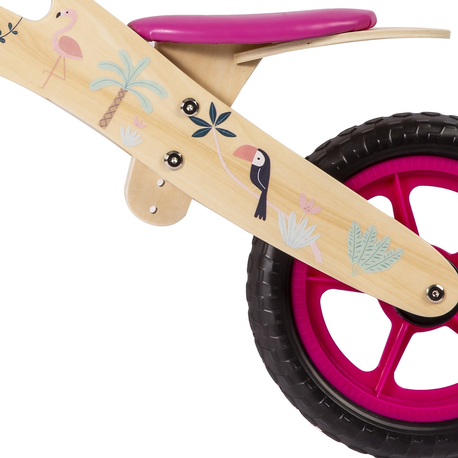 Balance Bike Bicicleta de Equilibrio Aprendizaje Madera Flamenco Rosa