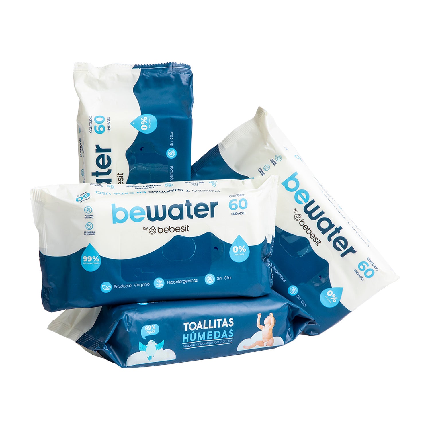 Wipes Toallitas Humedas Pack 4x60 240 unidades BeWater