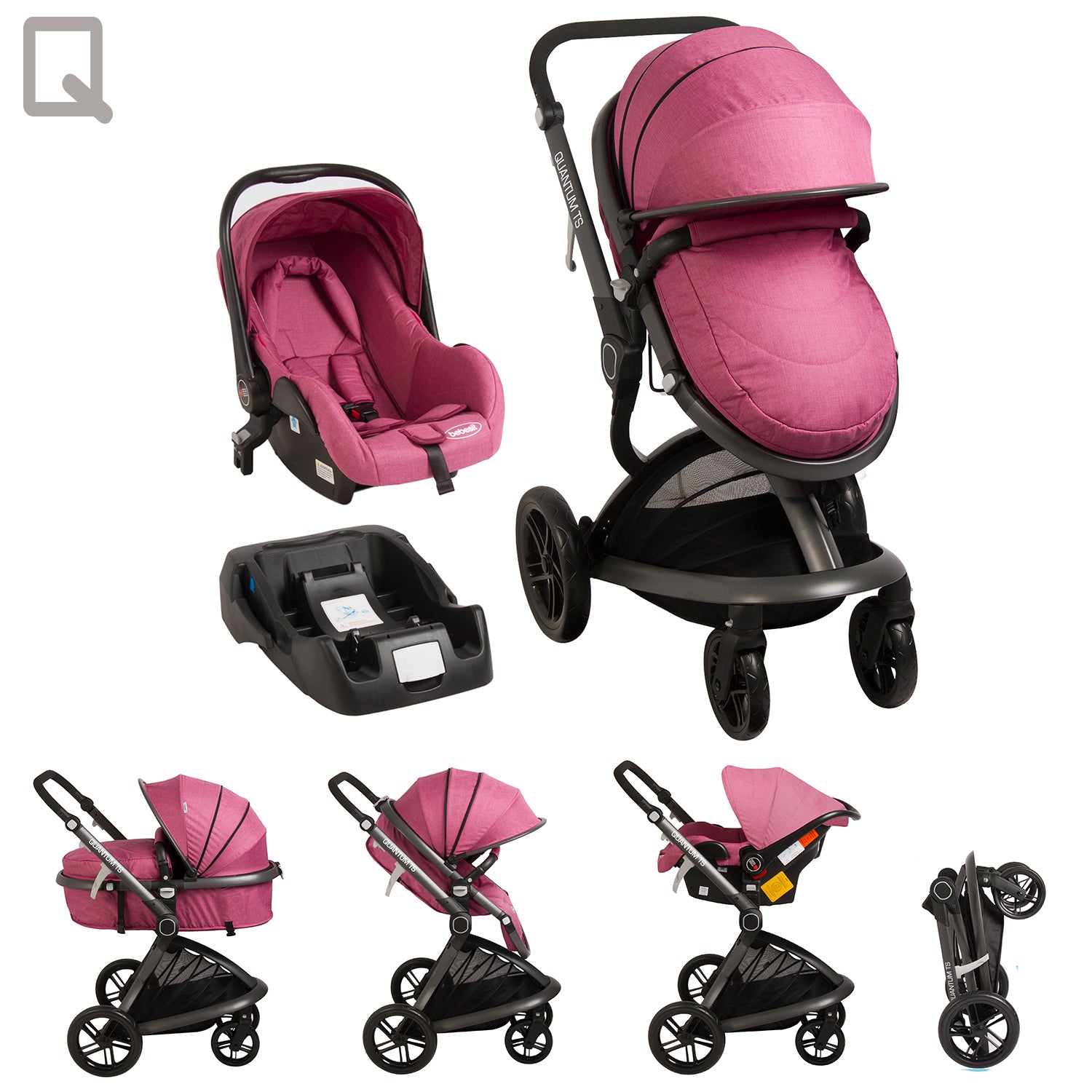 Coche Cuna travel system Quantum Rosa