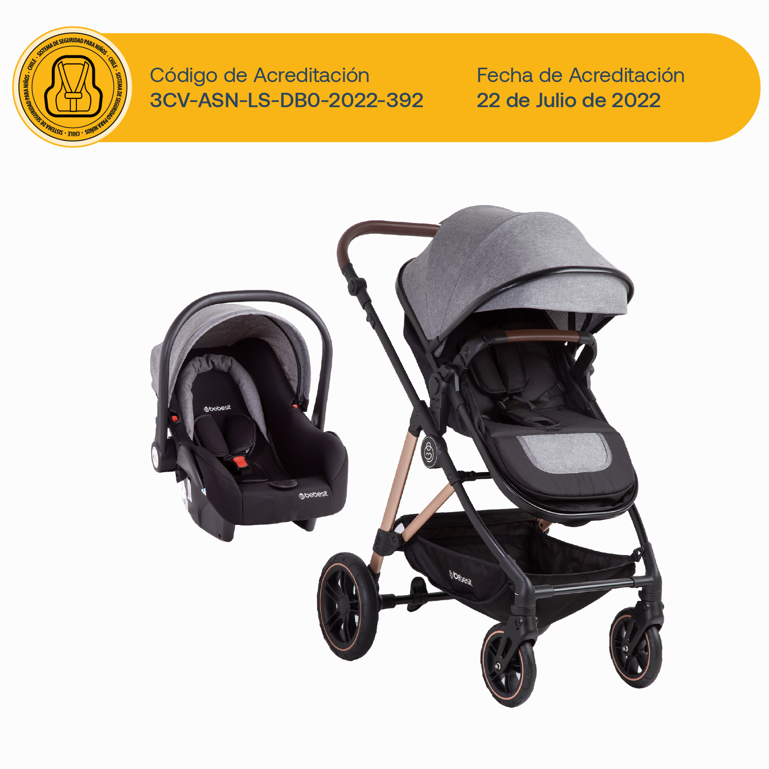Coche Cuna travel system Neo Gris