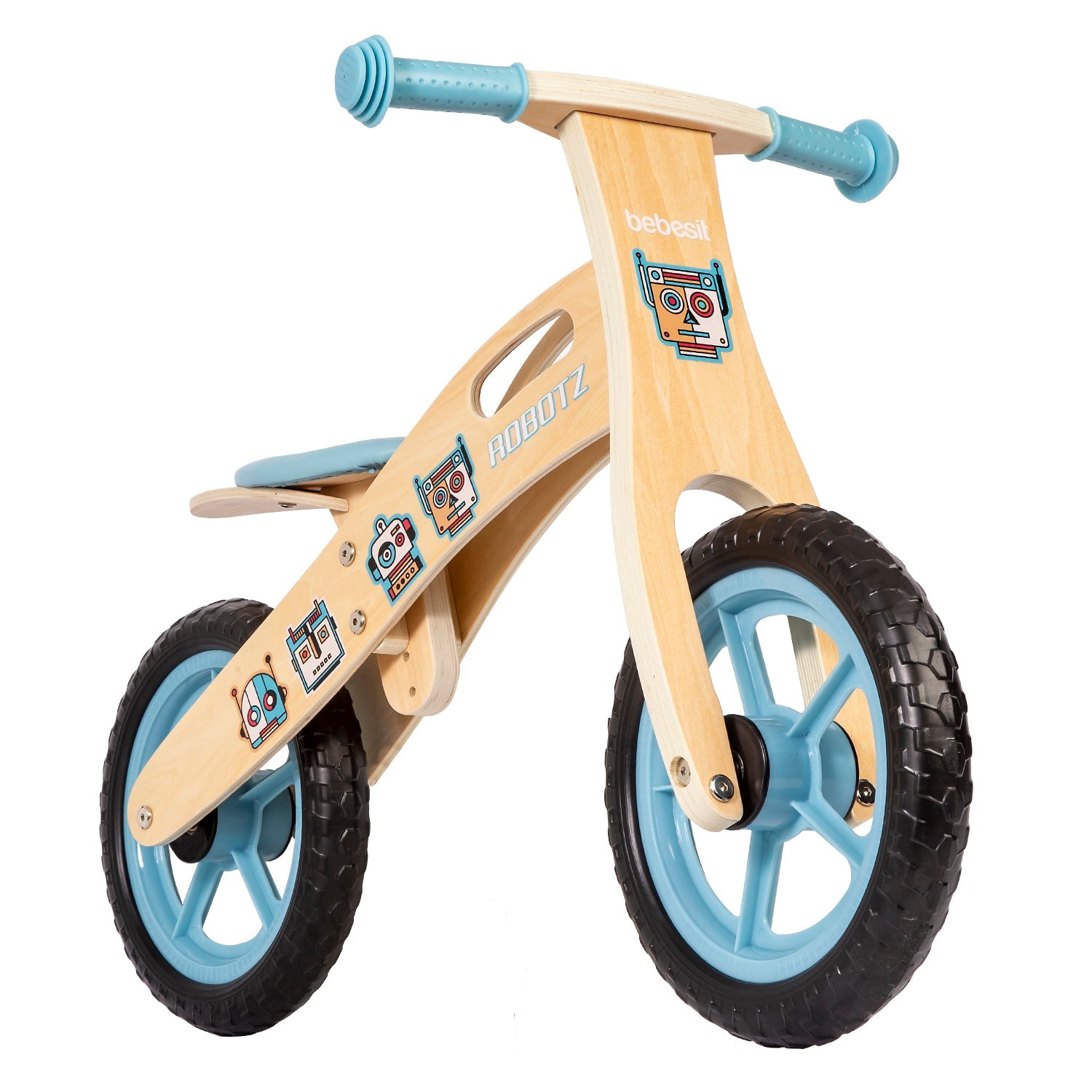 Balance Bike Bicicleta de Equilibrio Aprendizaje Madera Robot Celeste