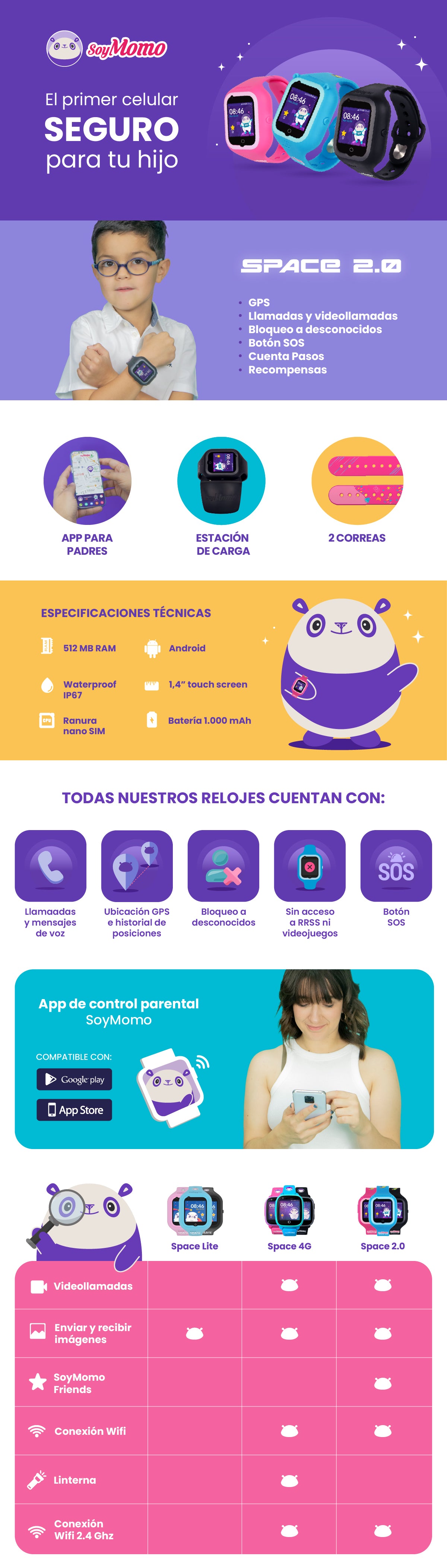 SoyMomo Reloj Niños Space 2.0 Color Rosa