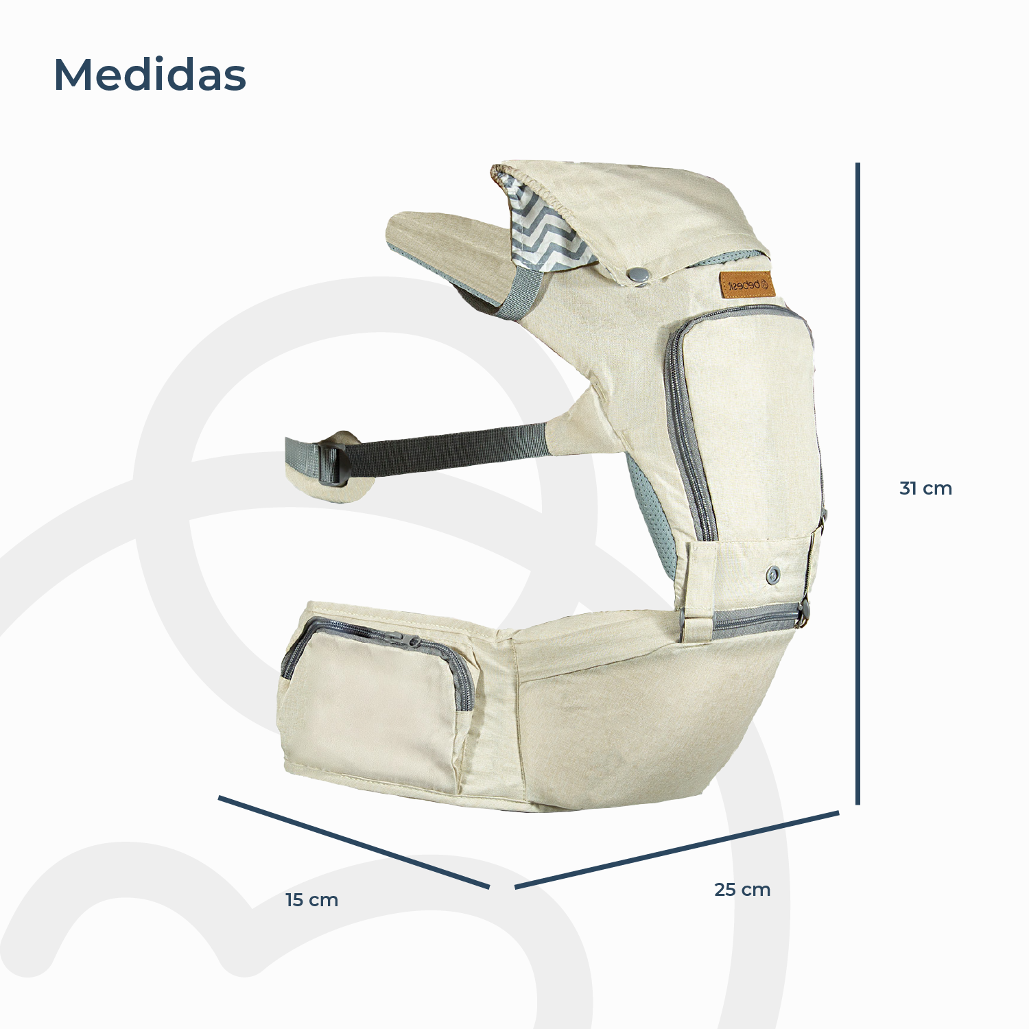 Porta Bebe Arnés con asiento cuidados cadera Hip Seat Beige