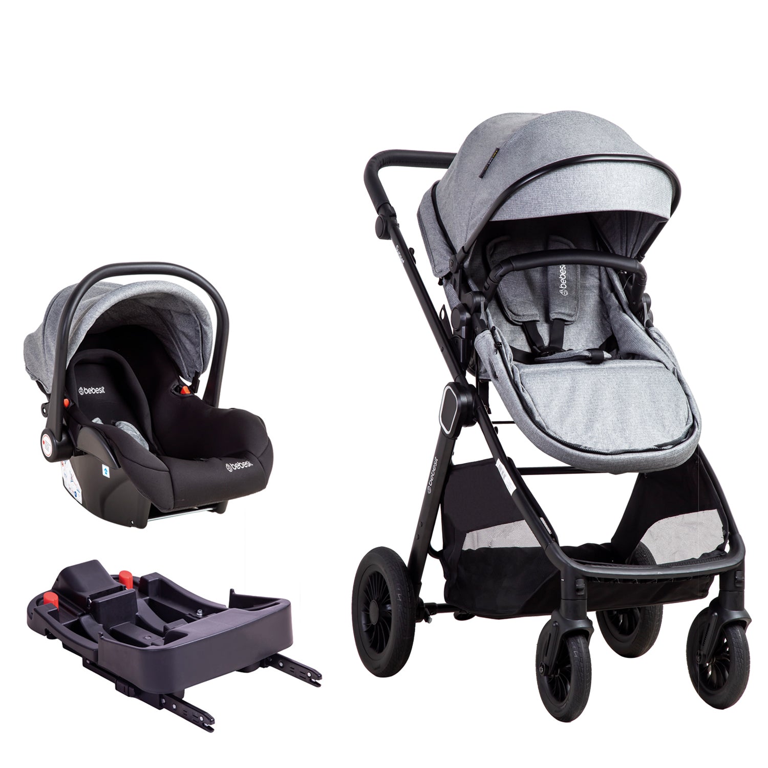 Coche Cuna Travel System Isofix Sunset Premium Gris Bebesit