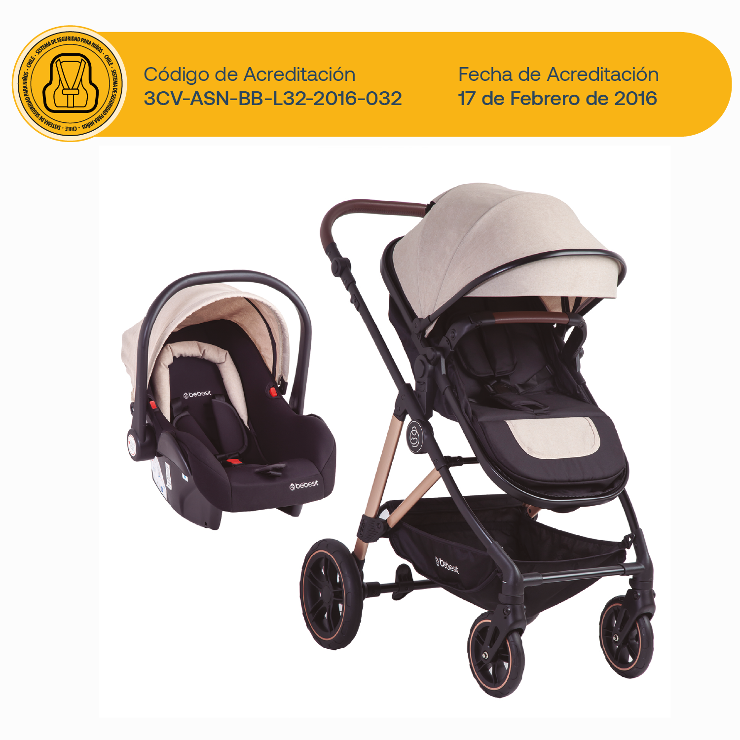 Coche Cuna travel system Neo Beige