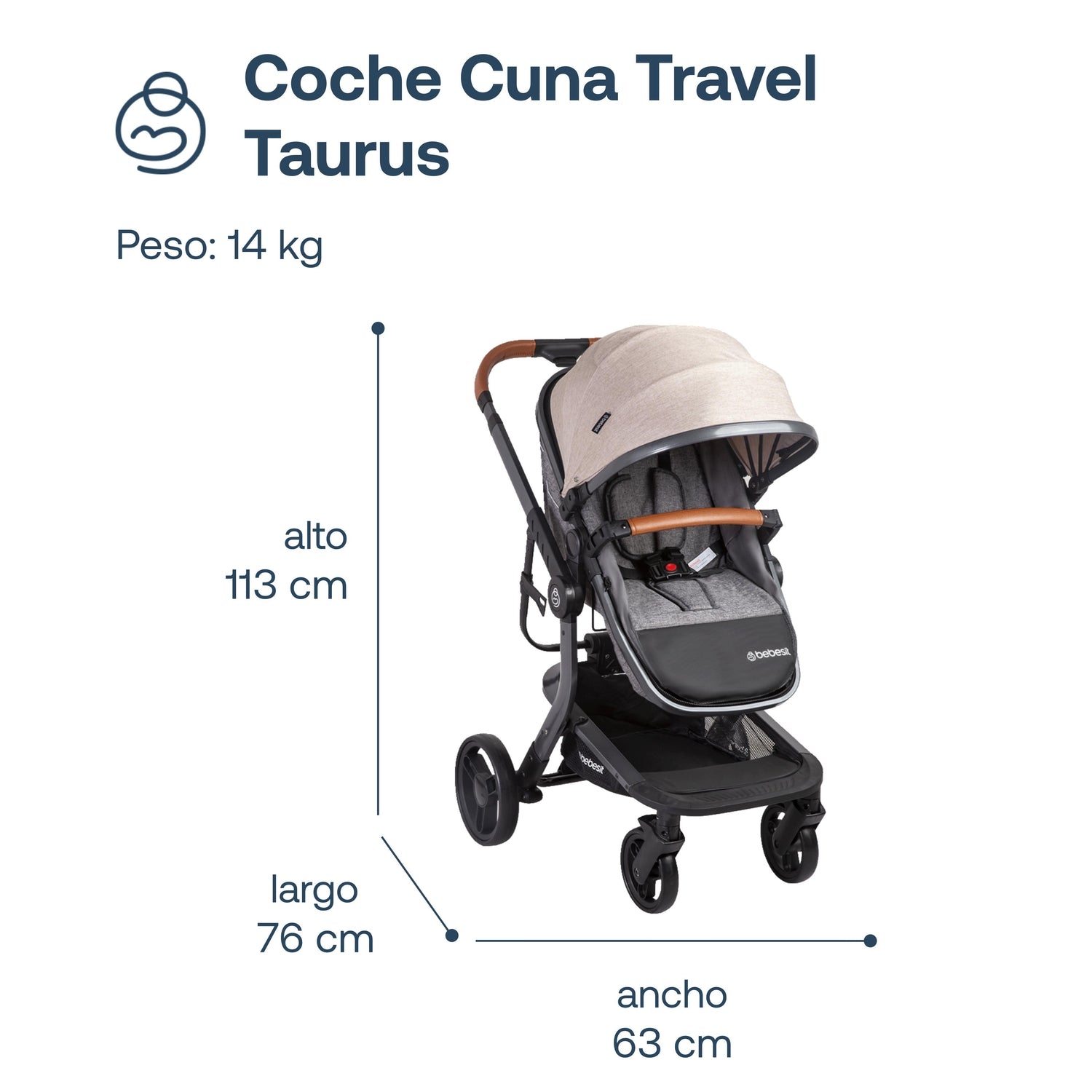 Coche Cuna travel system Taurus Beige