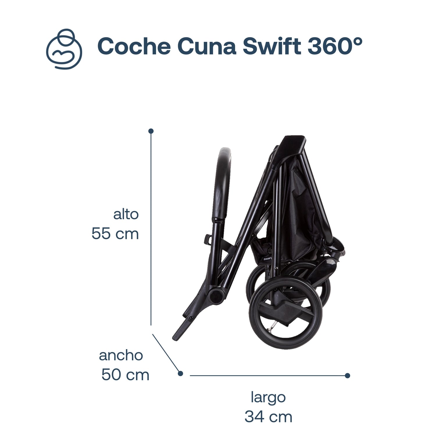 Coche Cuna travel system Swift 360 Gris