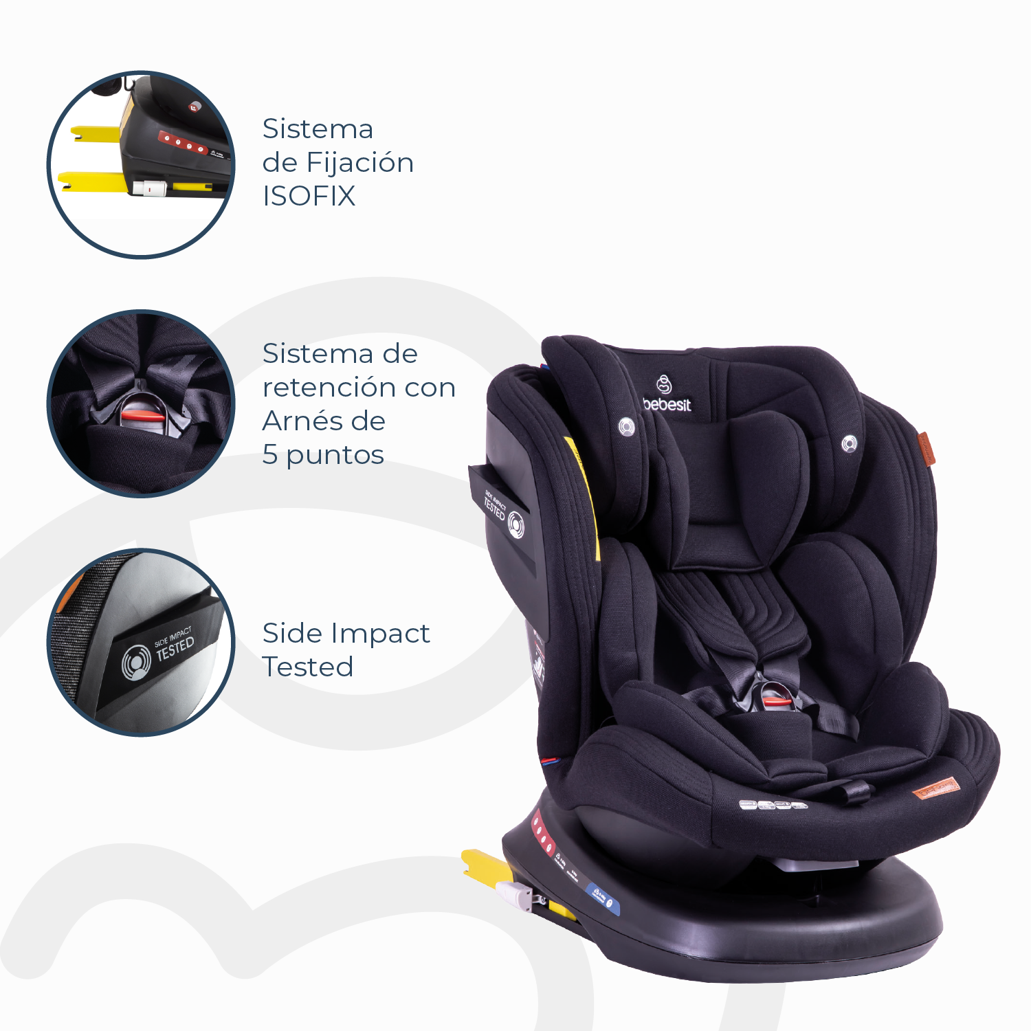 Silla de Auto Convertible Isofix Supra 360º Premium Negro