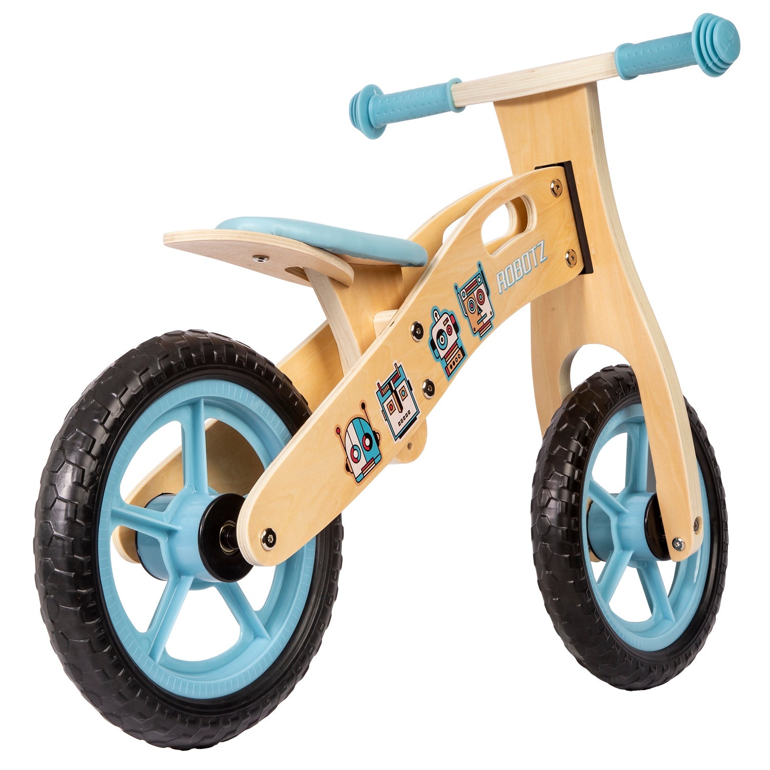 Balance Bike Bicicleta de Equilibrio Aprendizaje Madera Robot Celeste