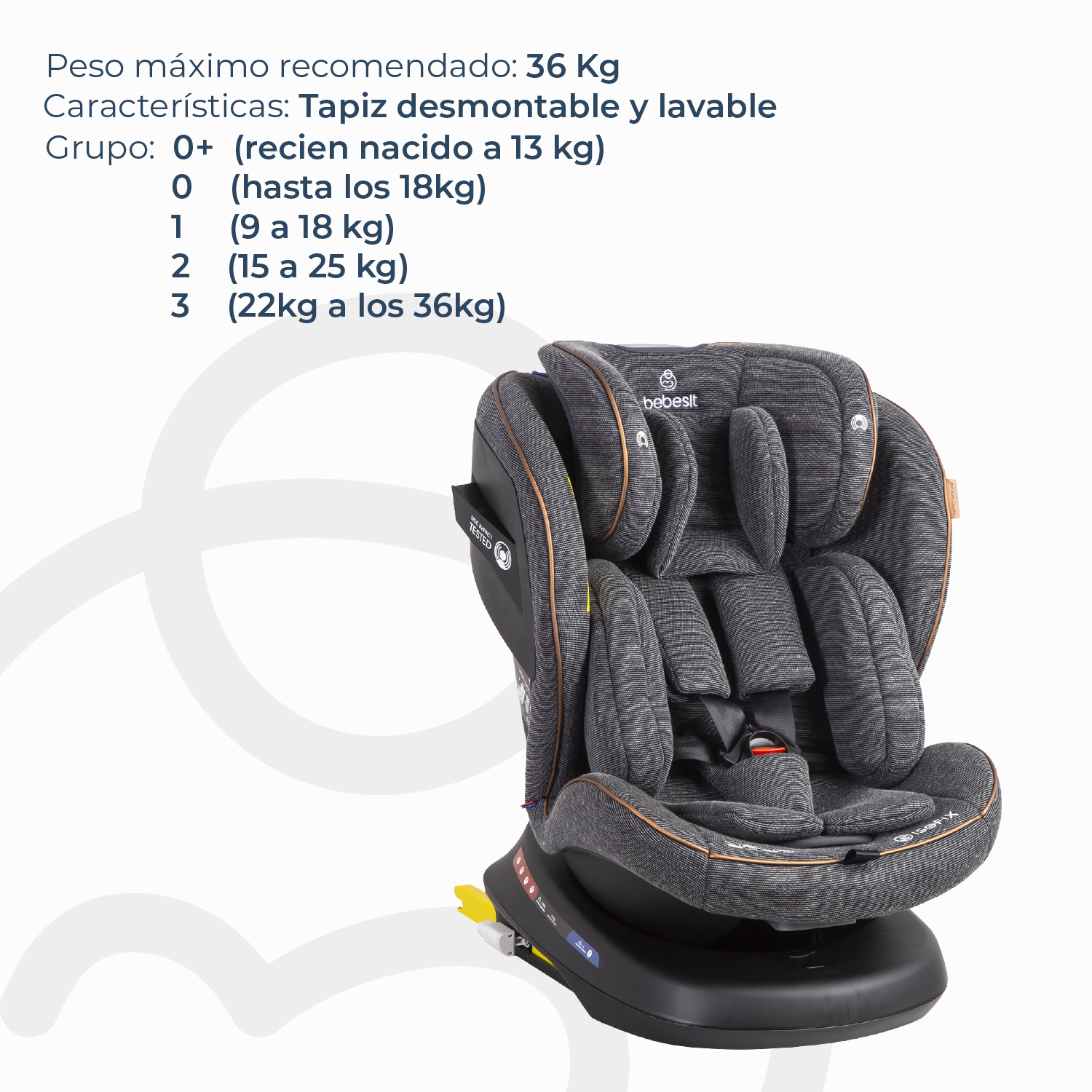 Silla de Auto Convertible Isofix Supra 360º Premium Gris