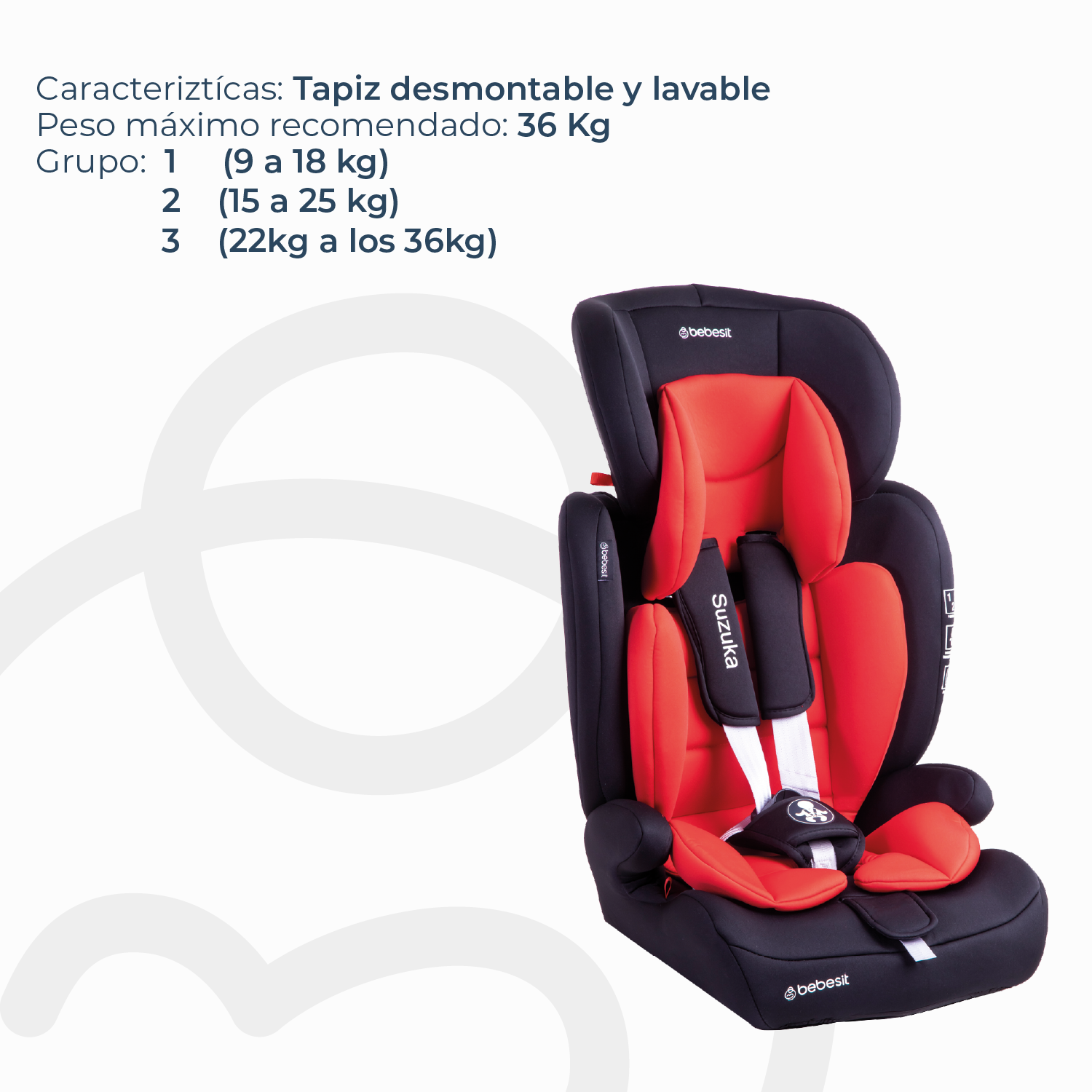 Silla de Auto Butaca Suzuka Rojo Bebesit