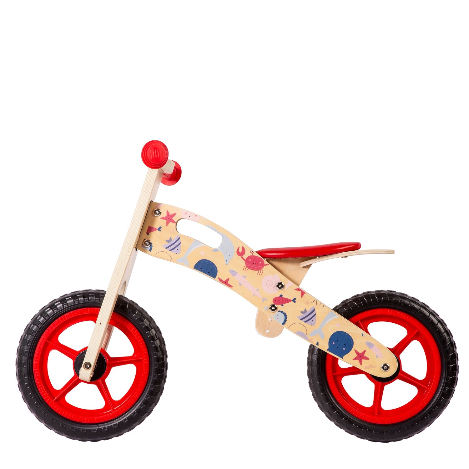 Balance Bike Bicicleta de Equilibrio Madera Océano Rojo