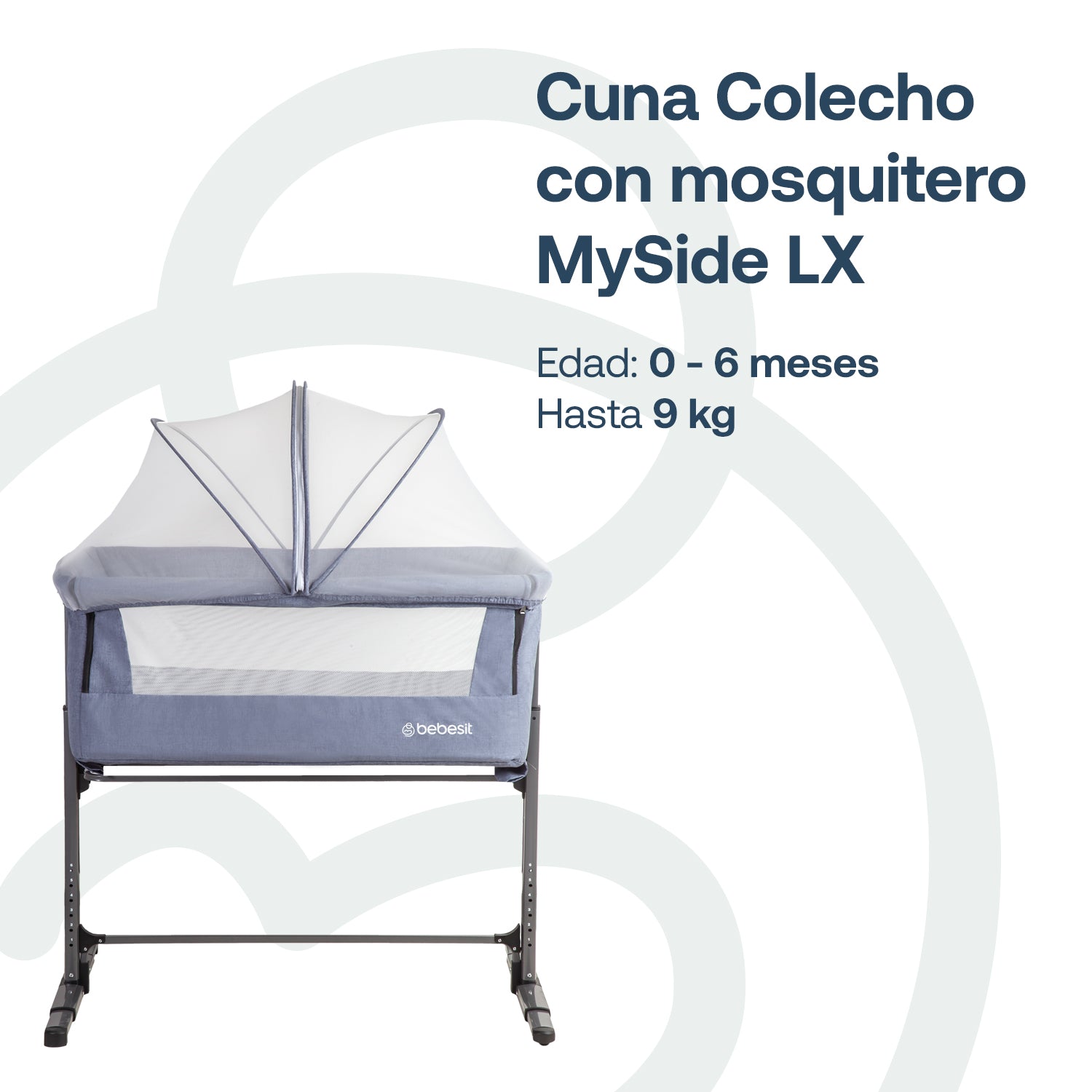 Cuna Colecho con Mosquitero MySide LX Azul Bebesit