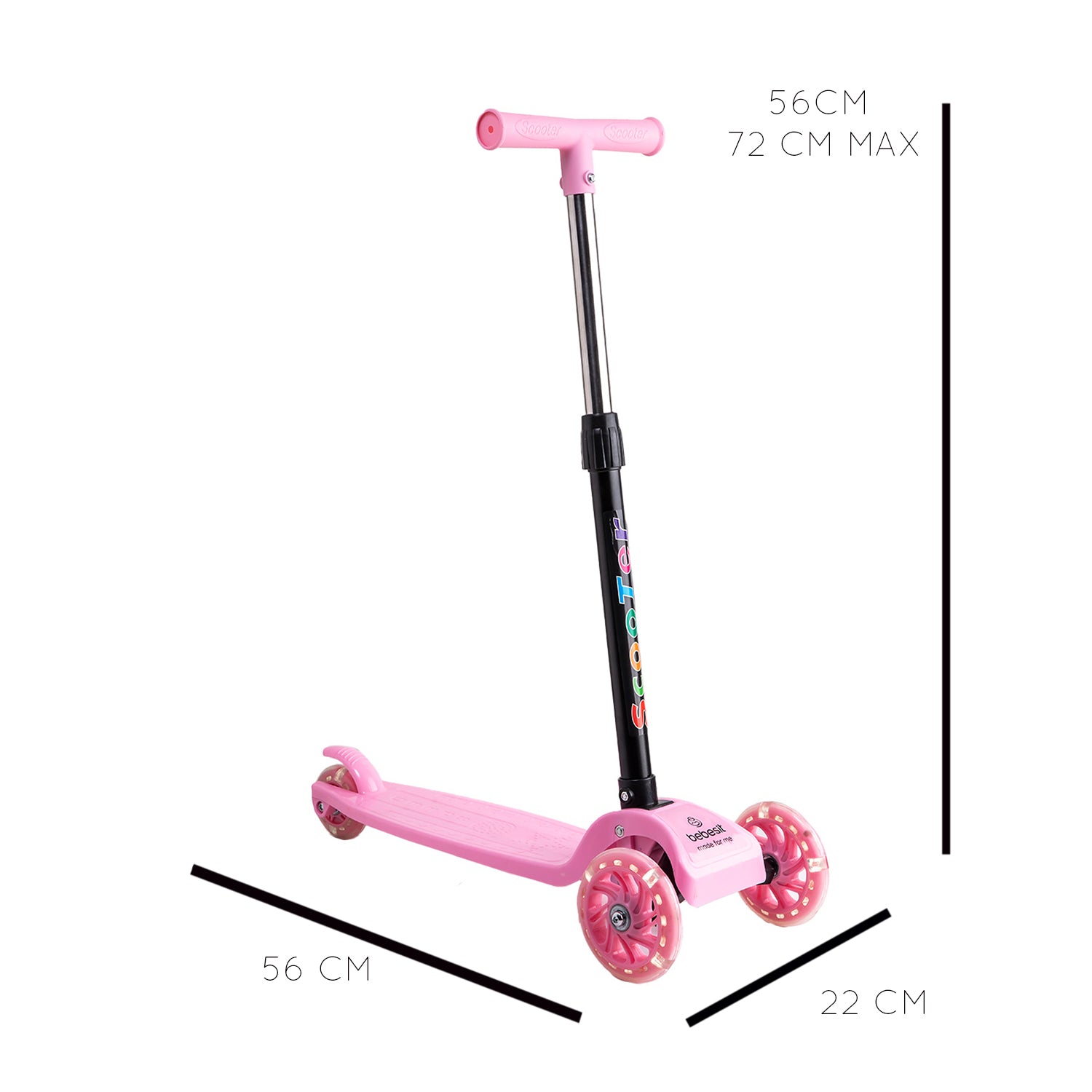 Scooter Monopatín Niña Regulable Plegable XT03 Rosa Bebesit