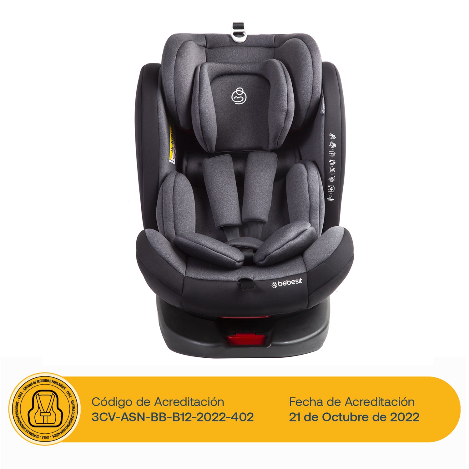 Silla de Auto Convertible 360° Isofix Saturn Gris