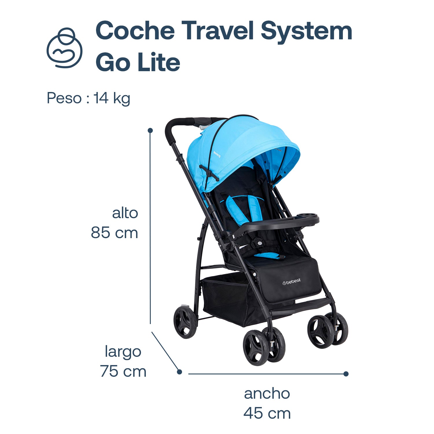 Coche Travel System Go Lite Azul