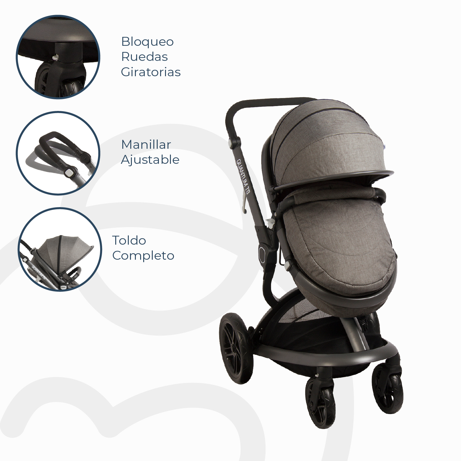Coche Cuna travel system Quantum Gris