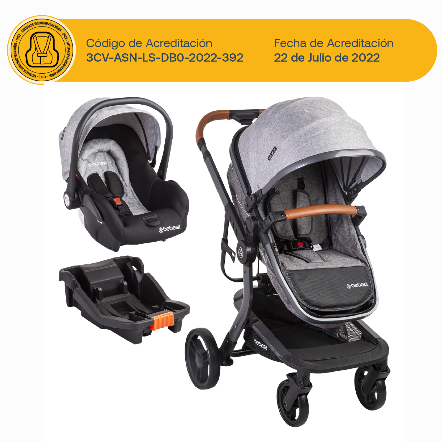 Coche Cuna travel system Taurus Gris