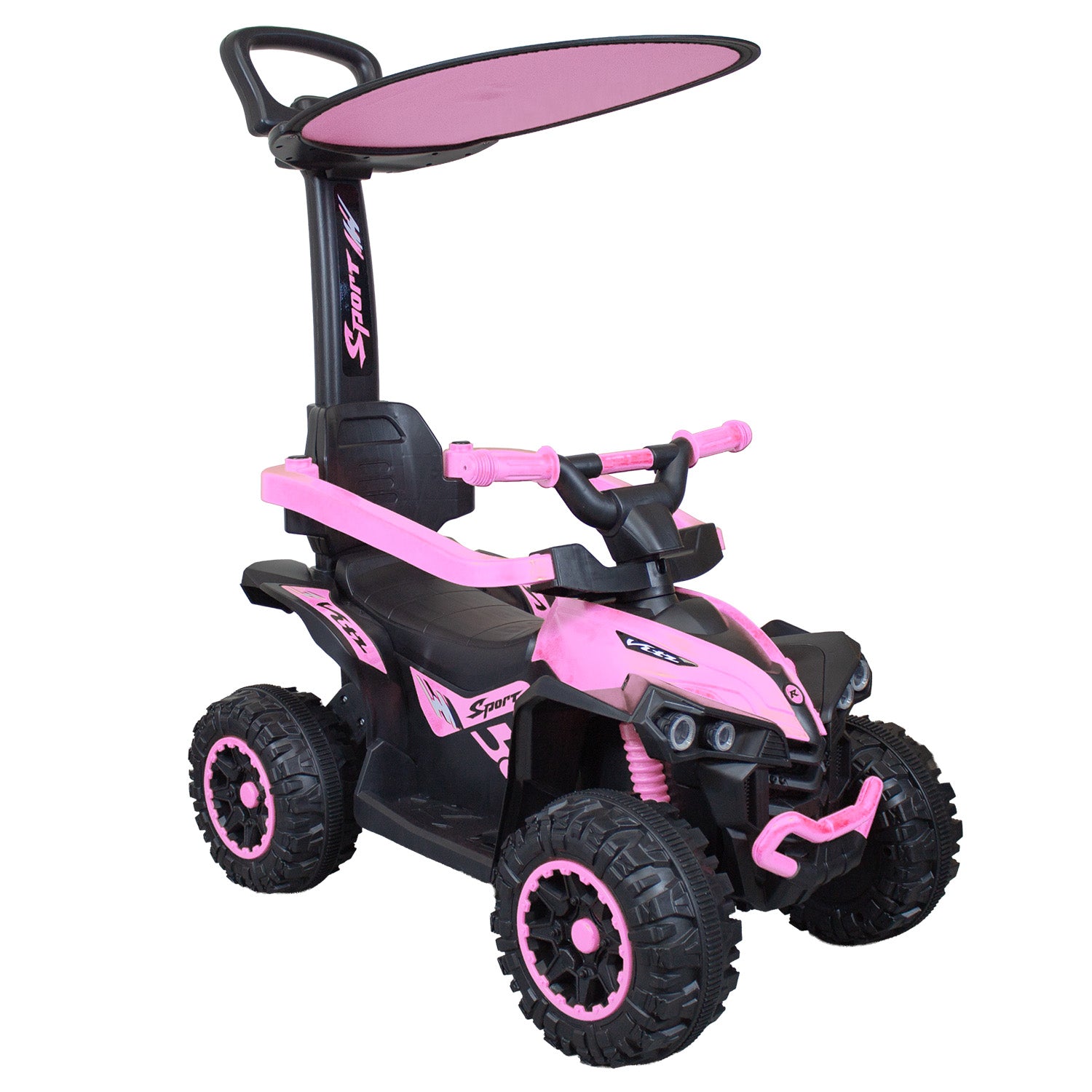Cuatrimoto a batería con barra de empuje Push Niña Rosa