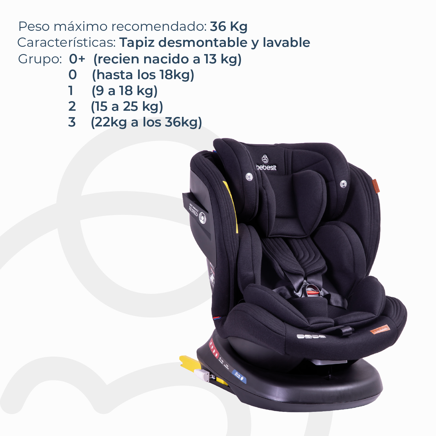 Silla de Auto Convertible Isofix Supra 360º Premium Negro
