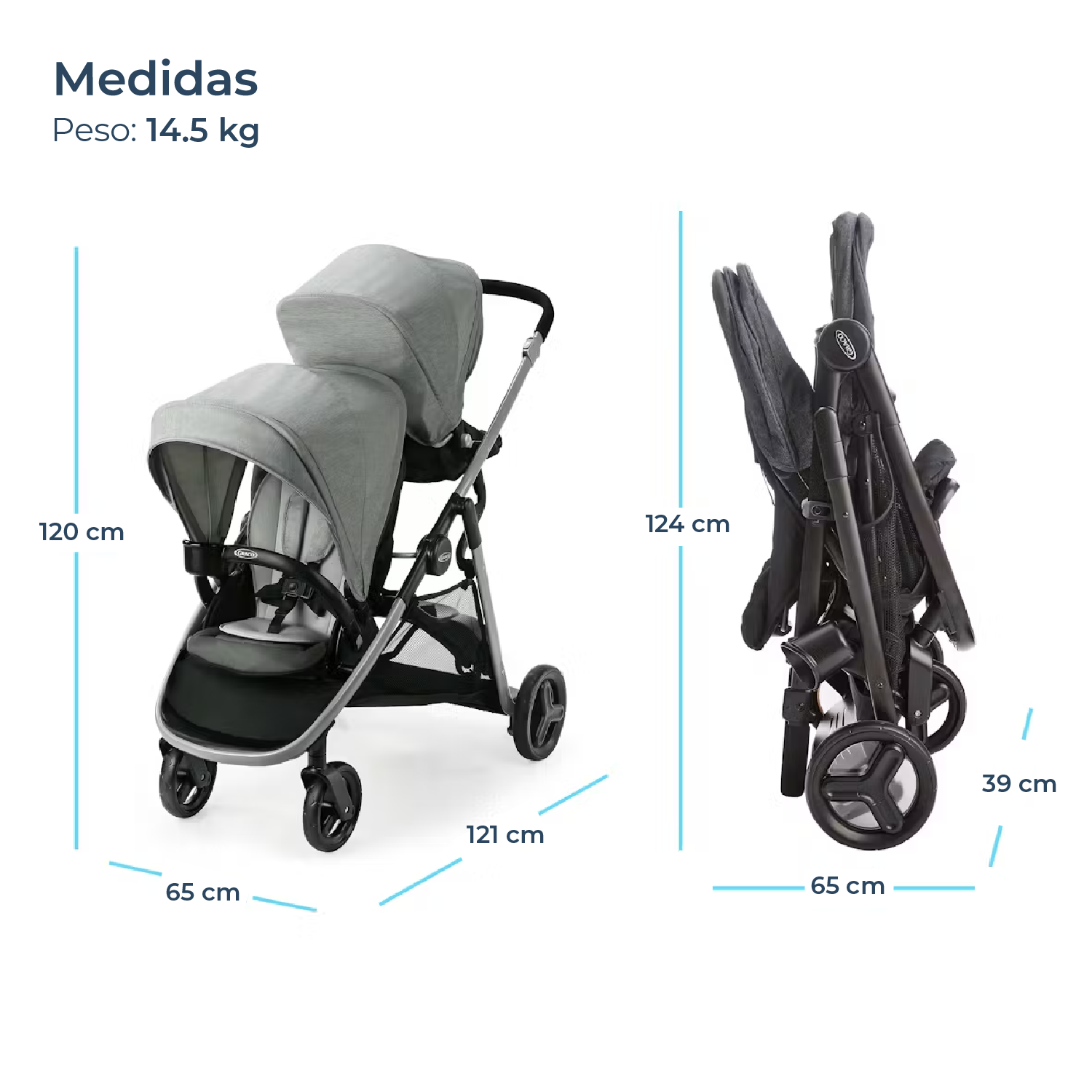Coche de Paseo Doble Ready2Grow LX 2.0 Clark Graco