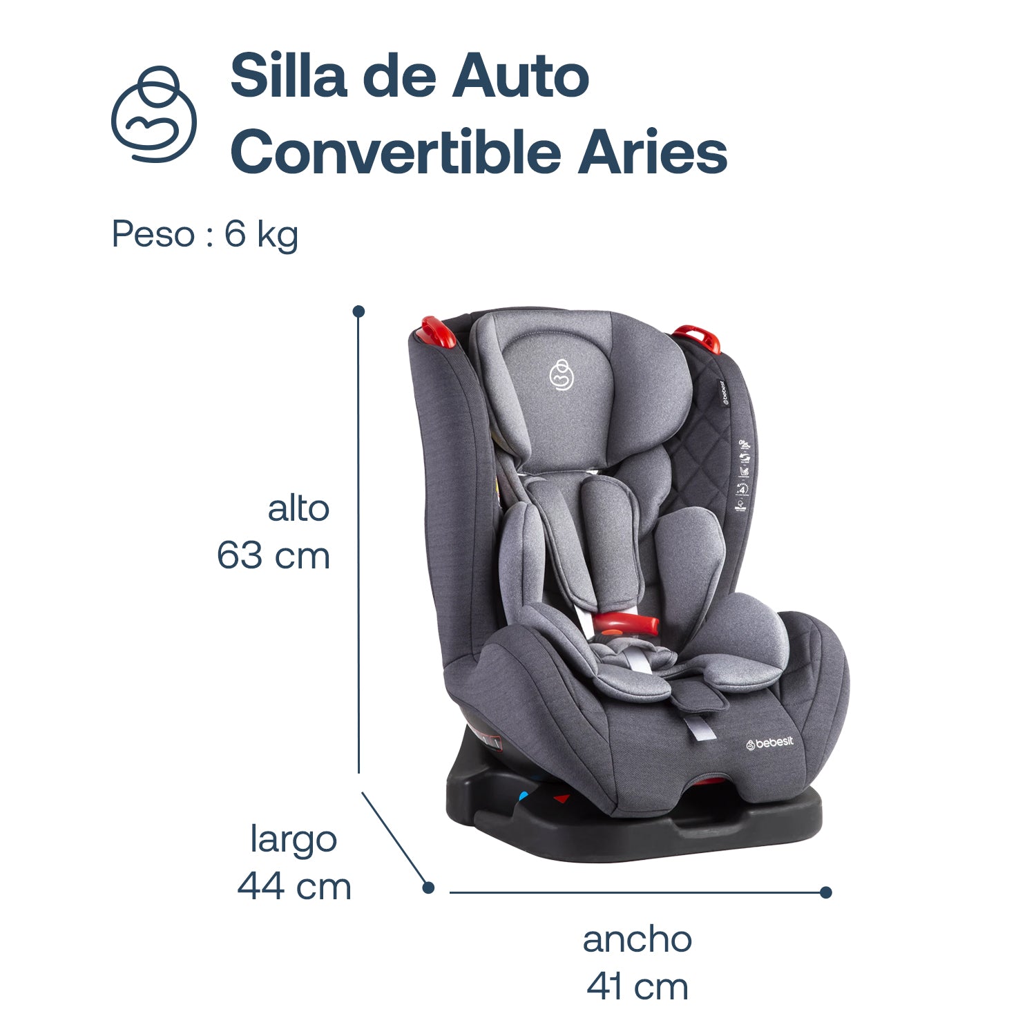 Silla de Auto Convertible Aries Gris claro
