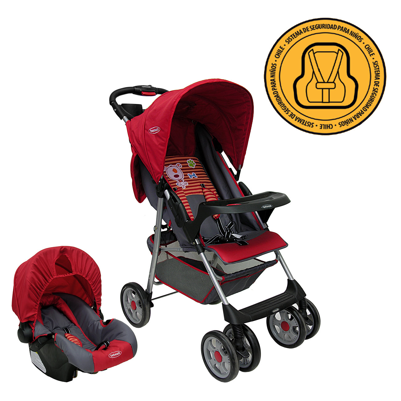 Coche Travel System Zoom Rojo