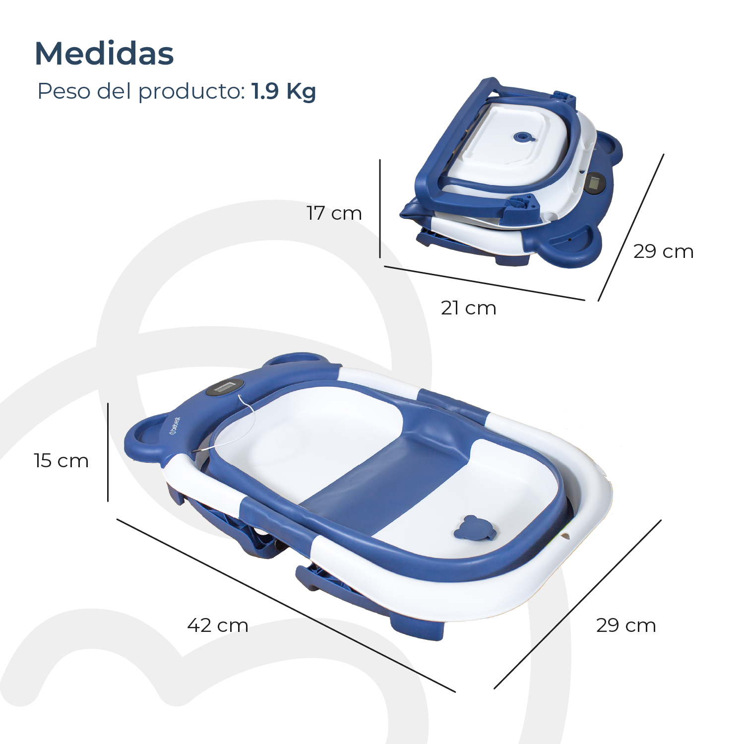Bañera Plegable Smart Bear Viajes Bebe Azul con Termómetro