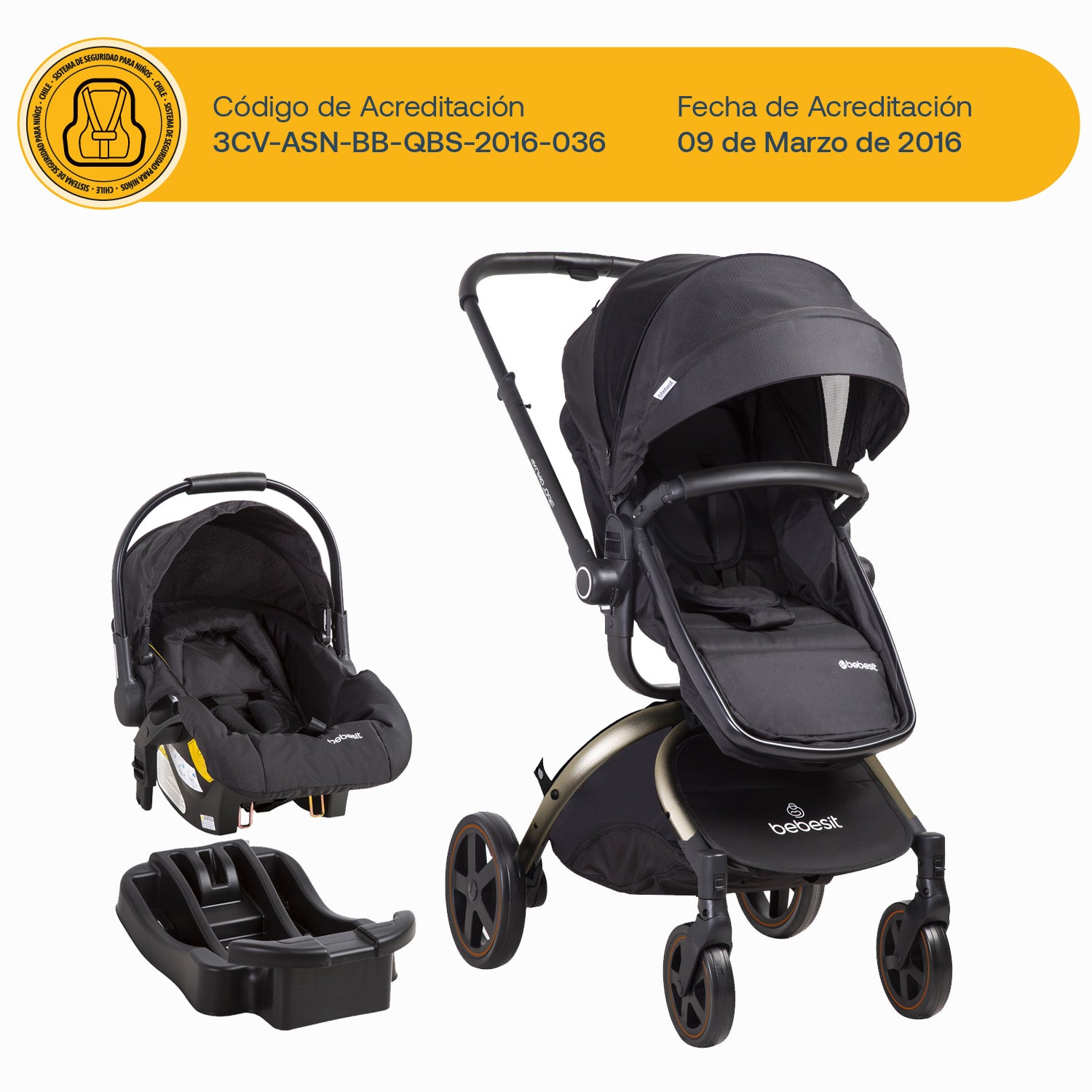 Coche Cuna Travel System Deluxe 360° SX Dorado Bebesit