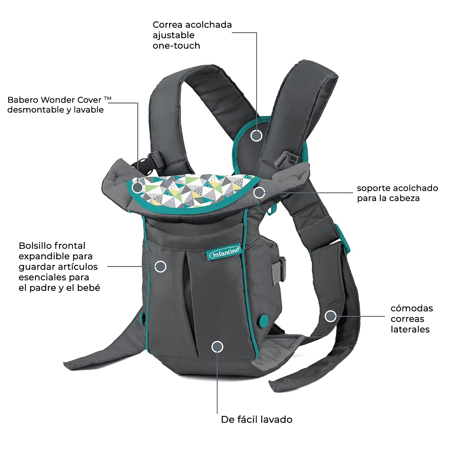 Portabebés Swift Classic con Bolsillo Gris Infantino