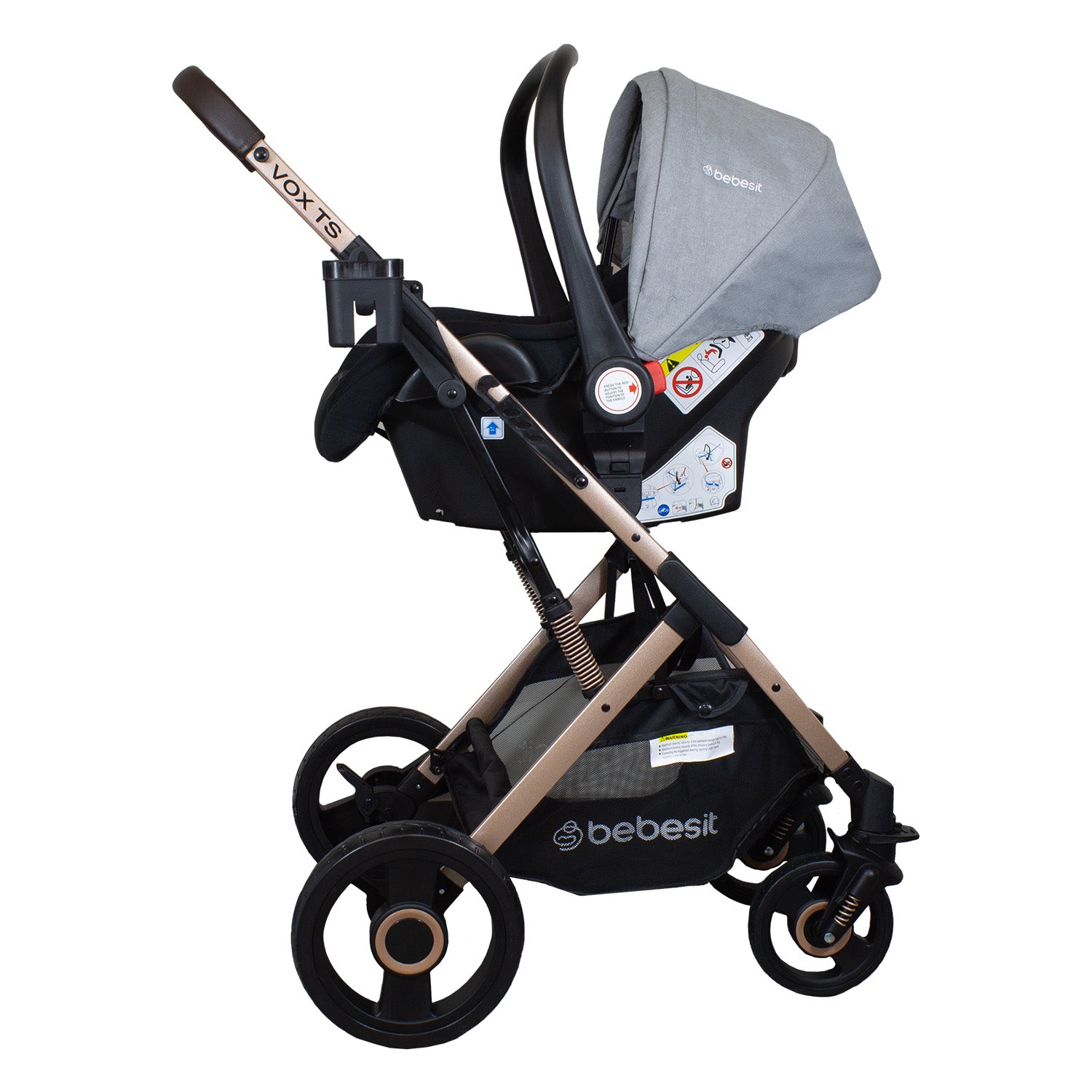 Coche Cuna Travel System Vox Gold Gris Bebesit